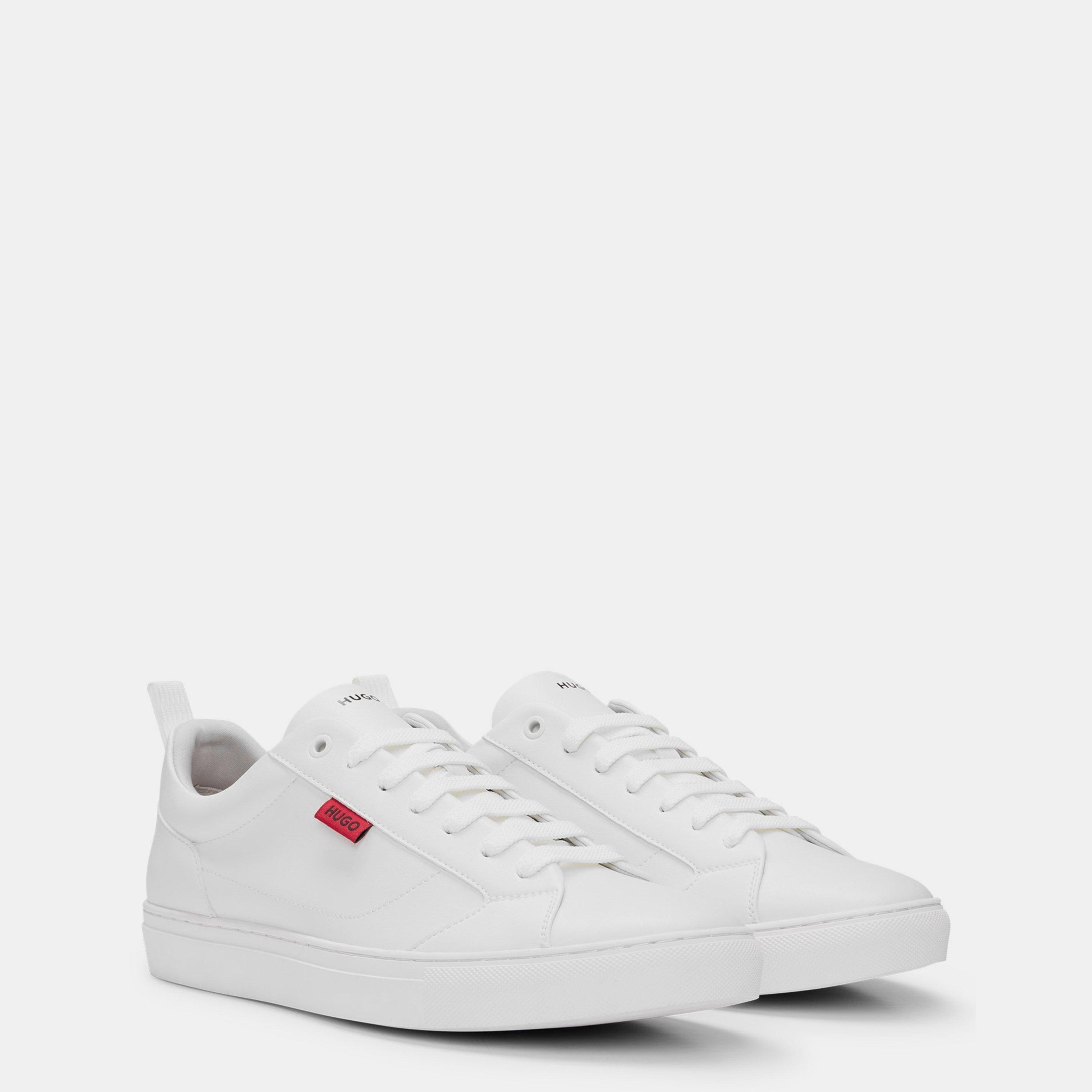 White 100 - Hugo - Faux-leather Logo Trainers - 4