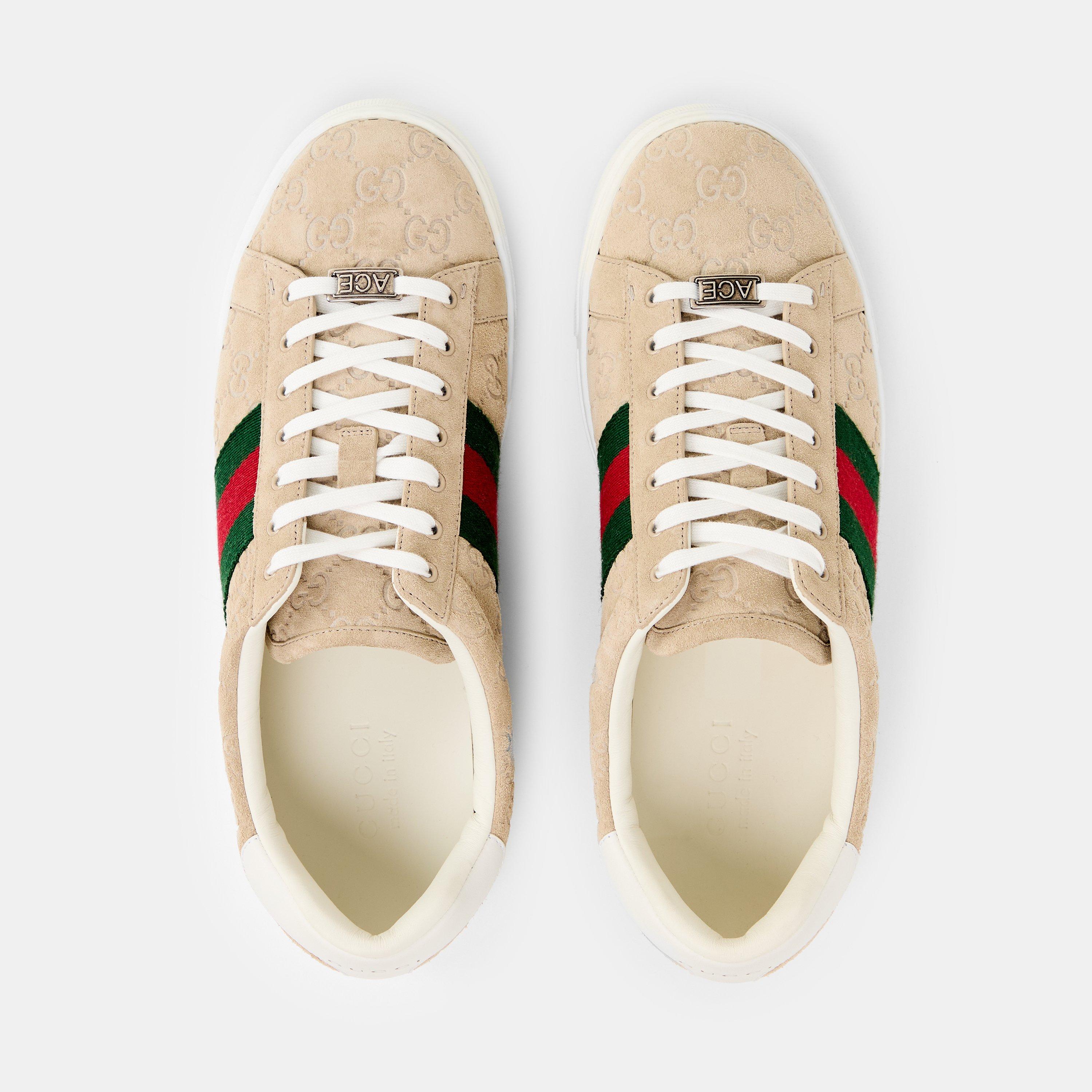 Oatmeal - Gucci - GG Web Ace Sneakers - 6