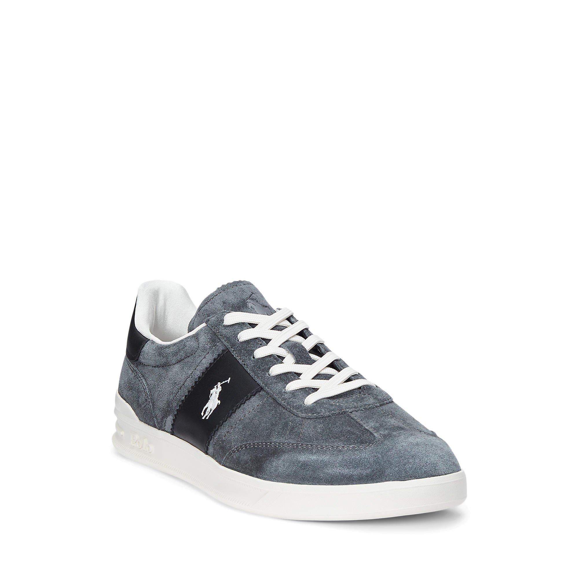 Grey/Black - Polo Ralph Lauren - Heritage Aera Suede Trainers - 2