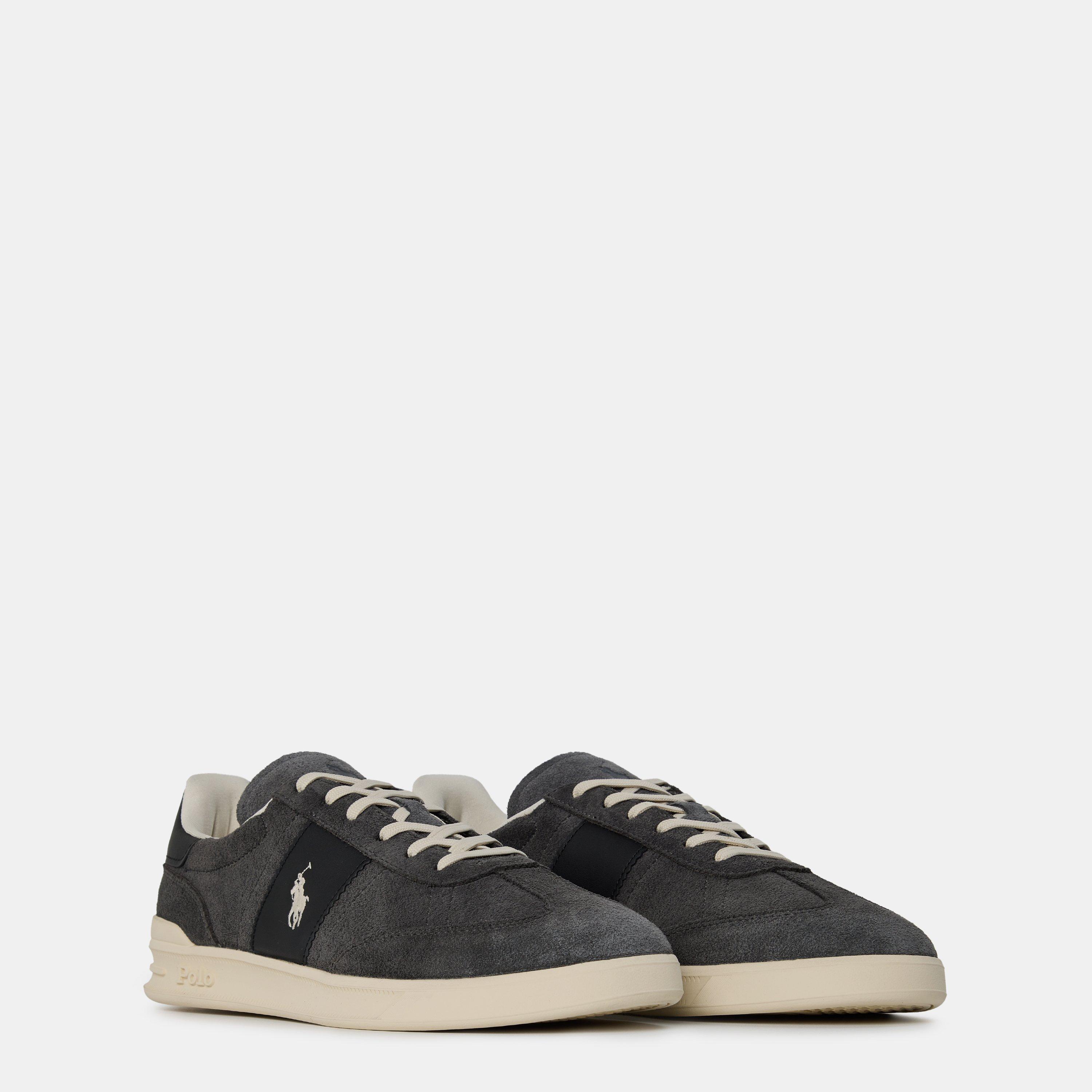 Grey/Black - Polo Ralph Lauren - Heritage Aera Suede Trainers - 3