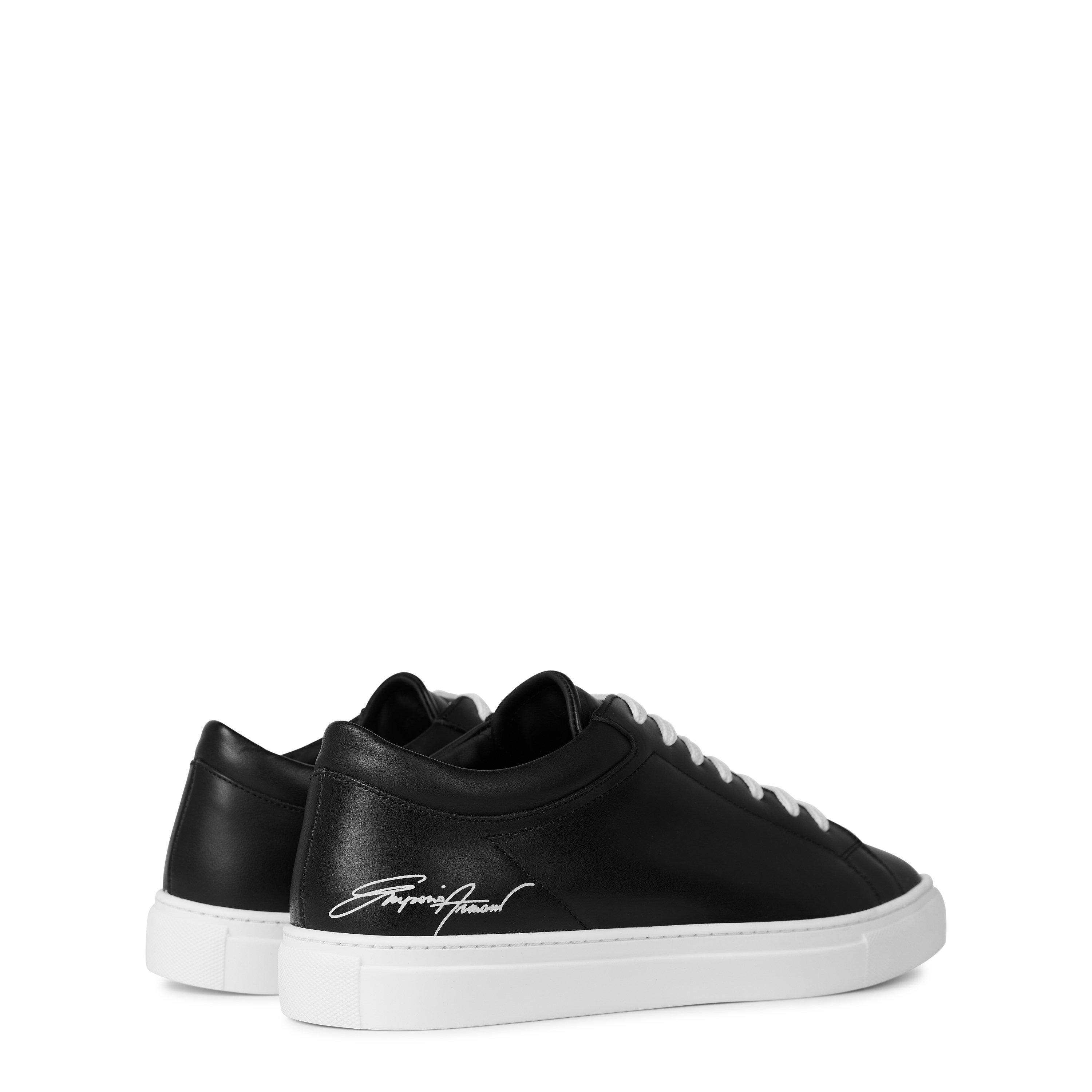 Black - Emporio Armani - Men's Leather Low-Top Trainers - 4