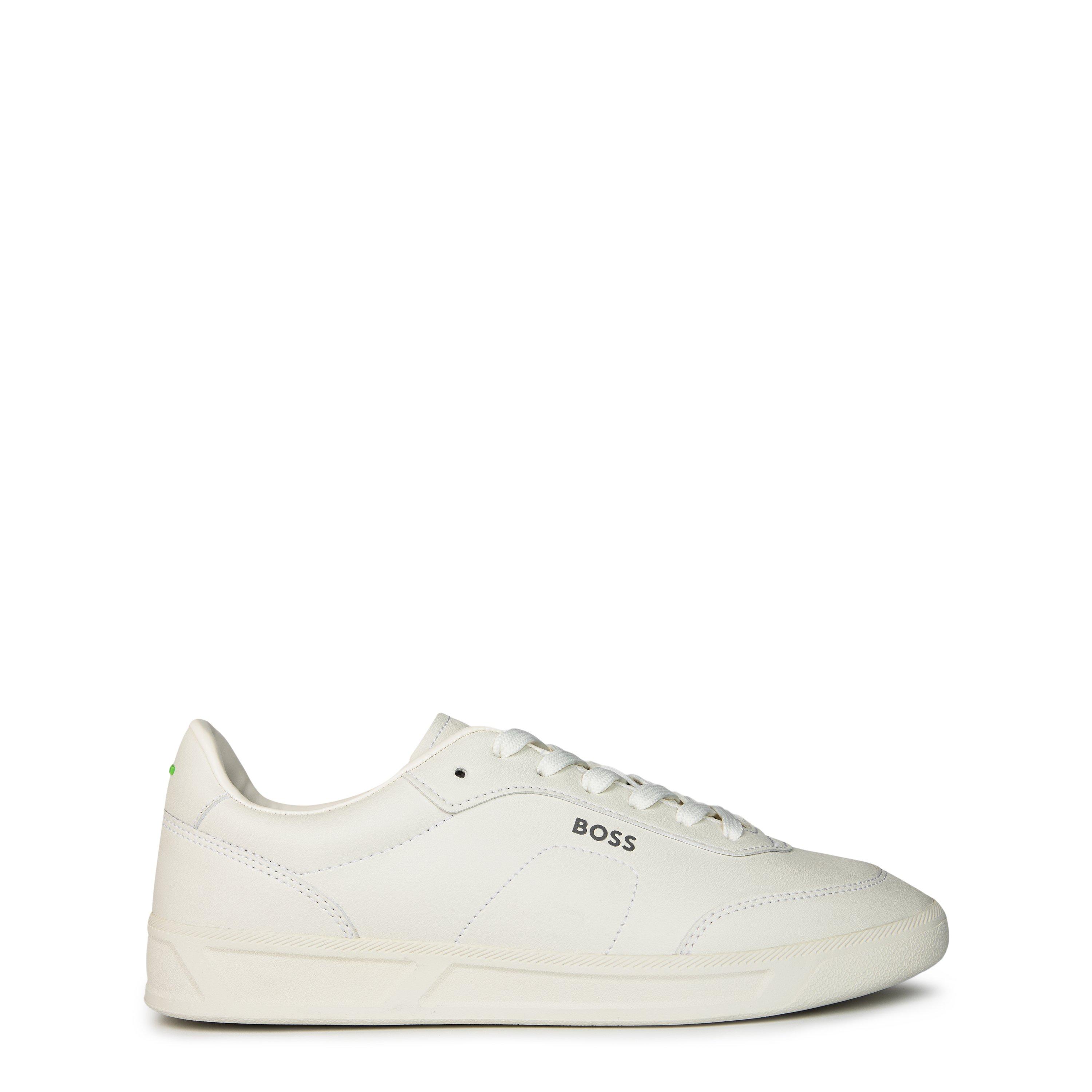 White 100 - Boss - Mens BOSS Leather Trainers with Logo Detail - Premium Construction (Brandon) - 1