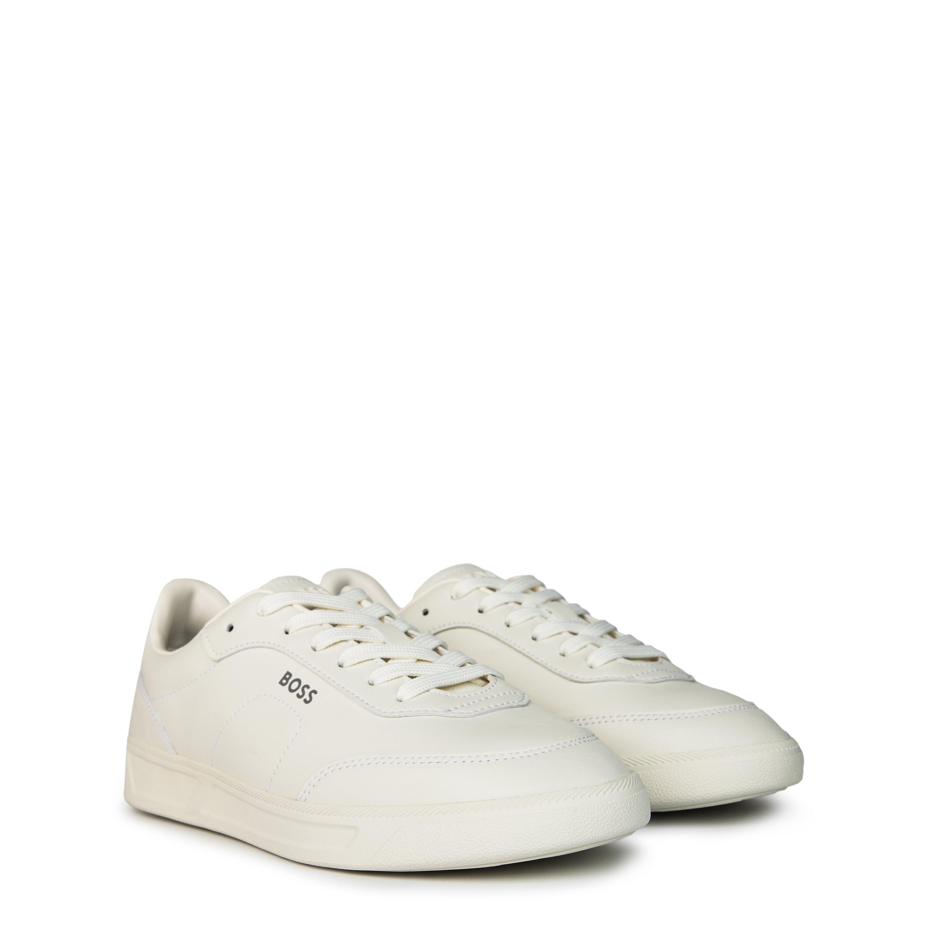 Weiß 100 - Boss - Mens BOSS Leather Trainers with Logo Detail - Premium Construction (Brandon) - 3
