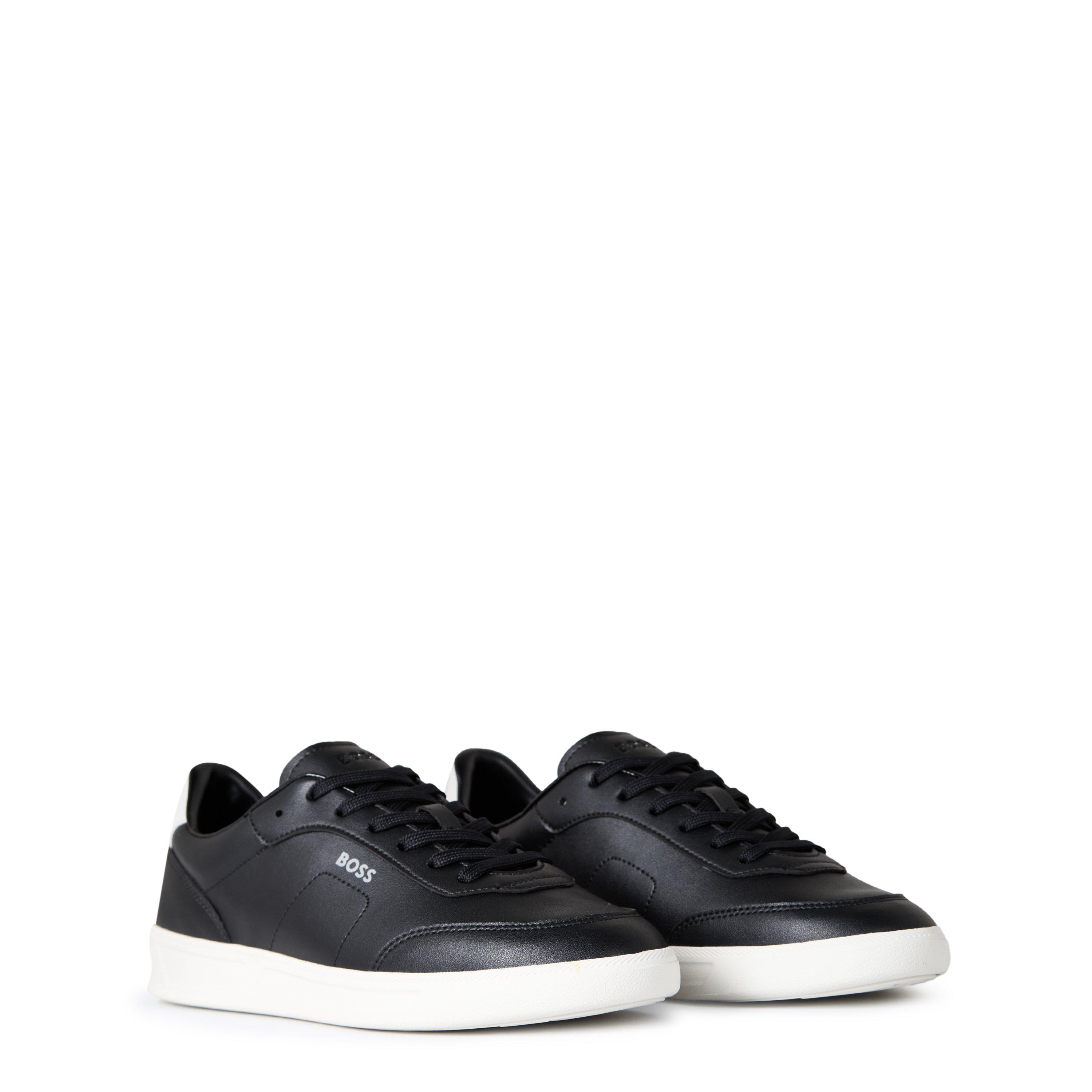 Black/White 001 - Boss - Mens BOSS Leather Trainers with Logo Detail - Premium Construction (Brandon) - 3