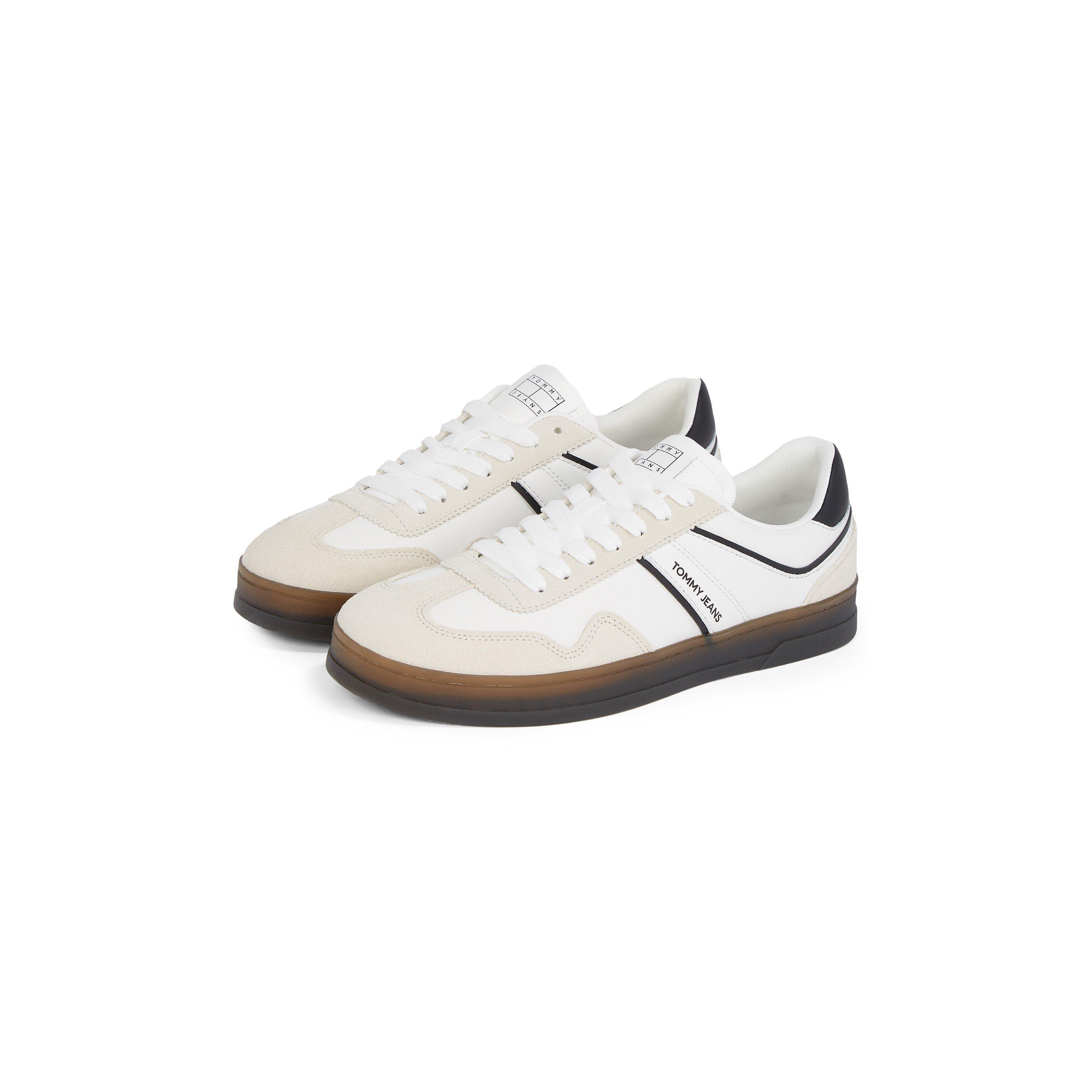 Bijela/Crna/Žvakaća guma - Tommy Jeans - Men's Greenwich Leather Low-Top Trainers - 4