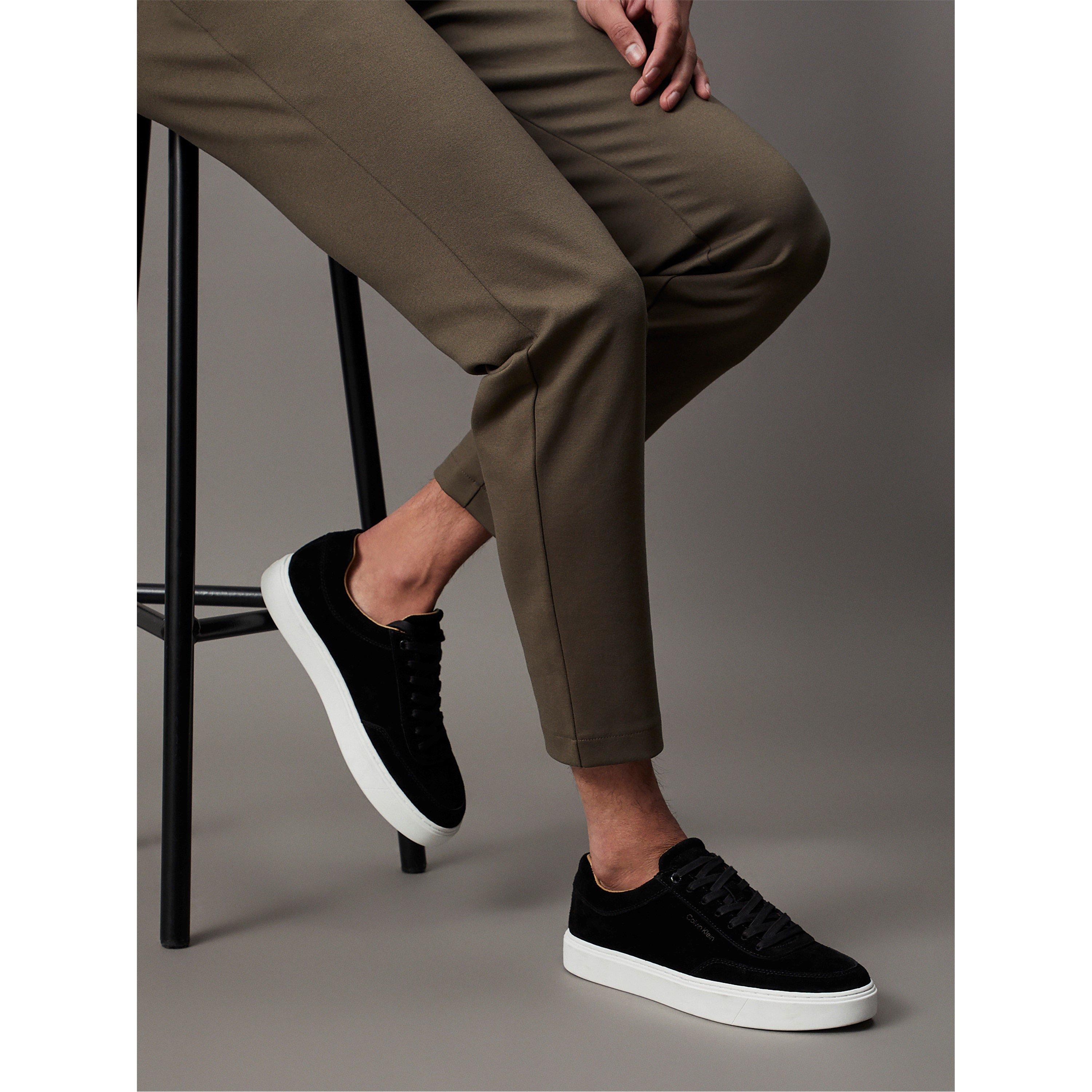 Preto/Branco - Calvin Klein - Men's Lace-Up Suede Low-Top Trainers - 2