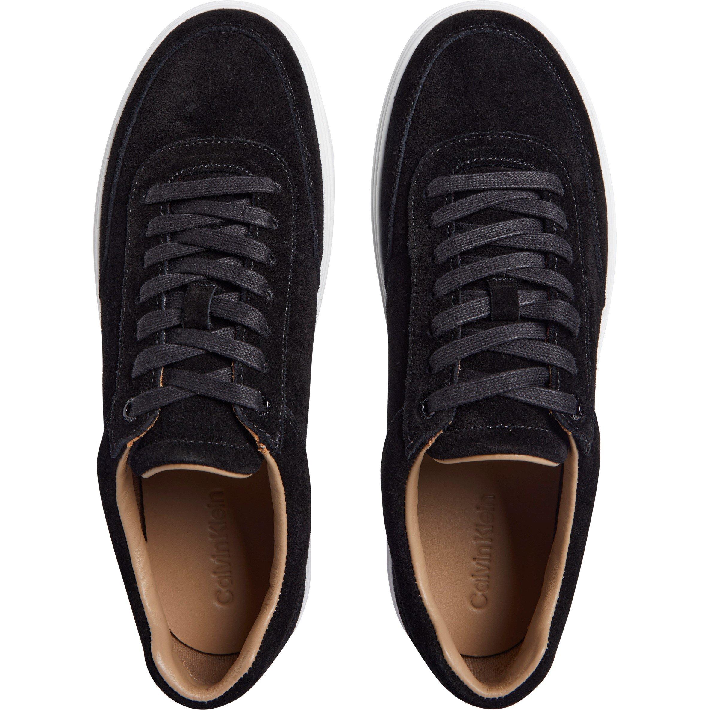 Preto/Branco - Calvin Klein - Men's Lace-Up Suede Low-Top Trainers - 4