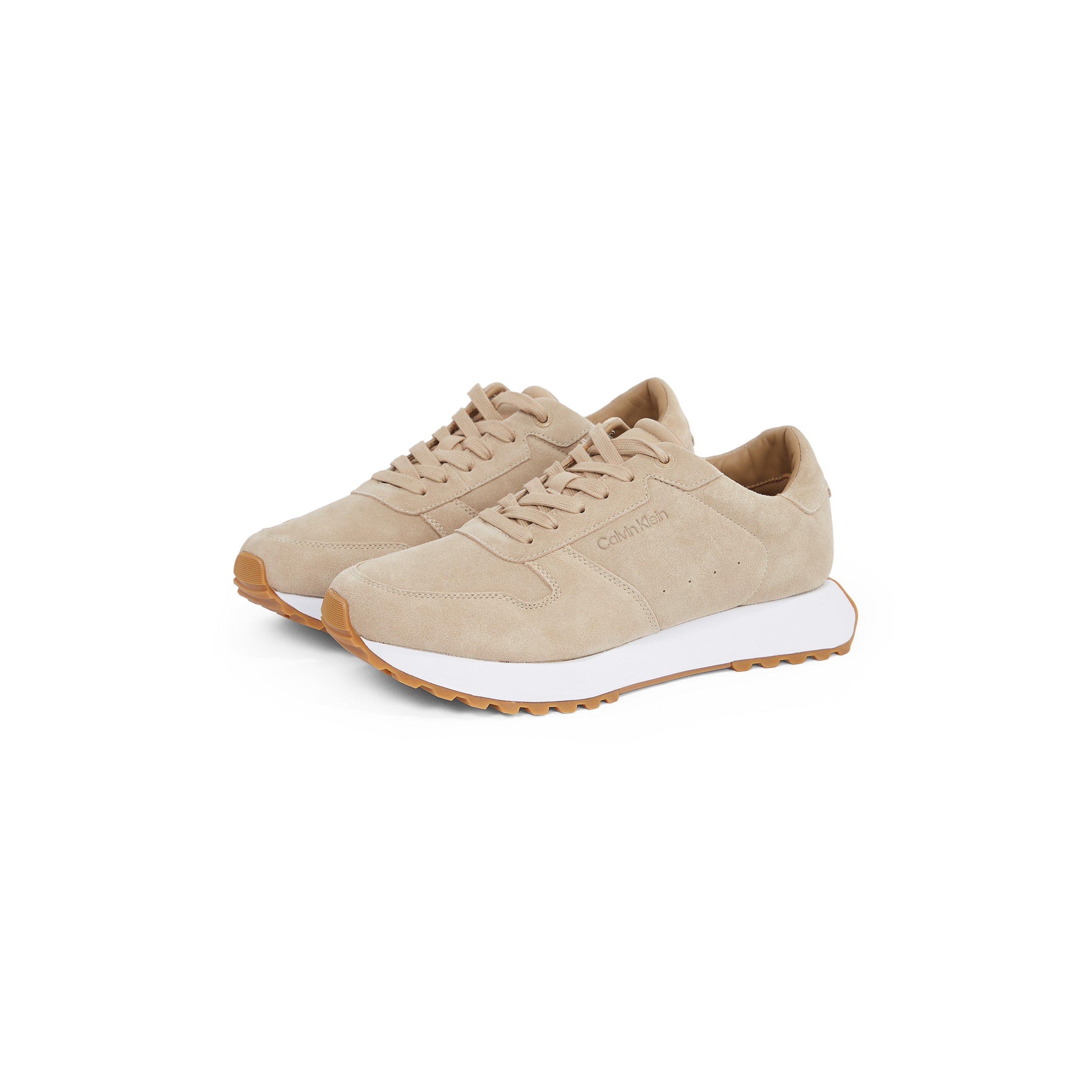 Travertine/Hvid - Calvin Klein - Men's Low-Top Lace-Up Suede Runners - 3