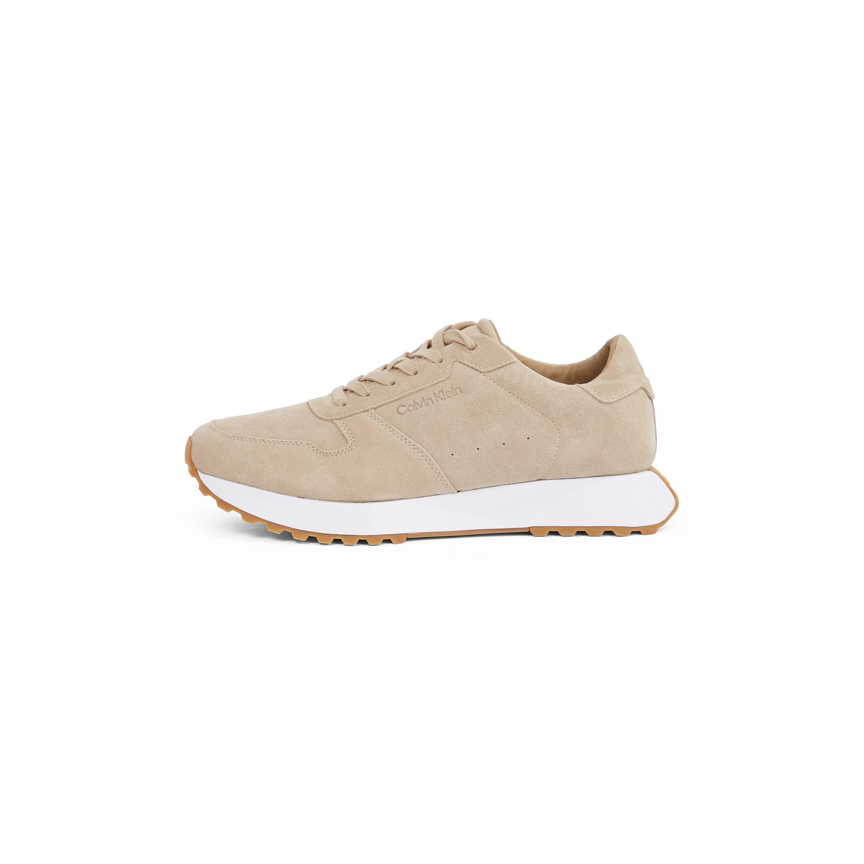 Travertine/Hvid - Calvin Klein - Men's Low-Top Lace-Up Suede Runners - 6