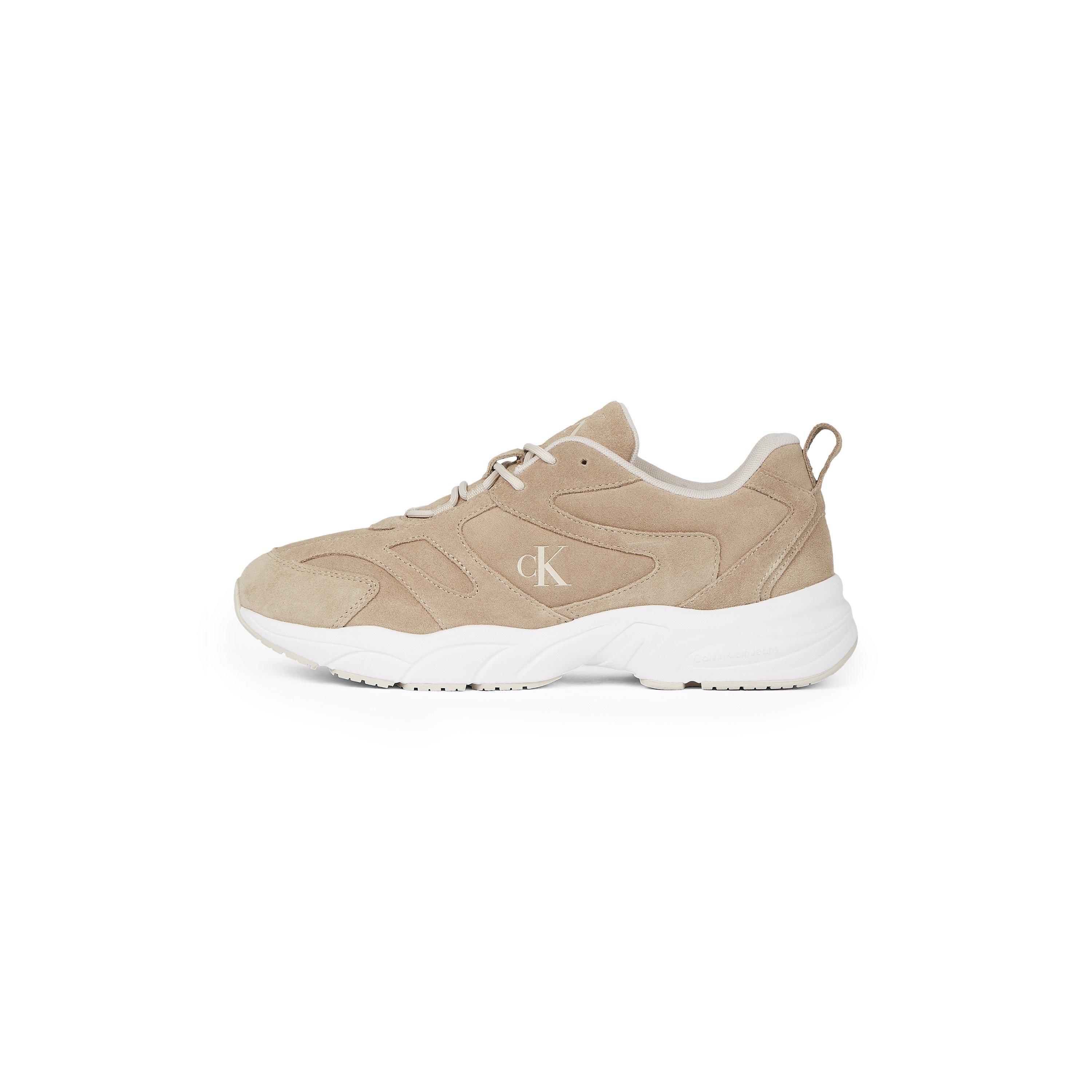 Travertine/Wht - Calvin Klein Jeans - Men's Retro Tennis Low Mixed Media Runners - 1