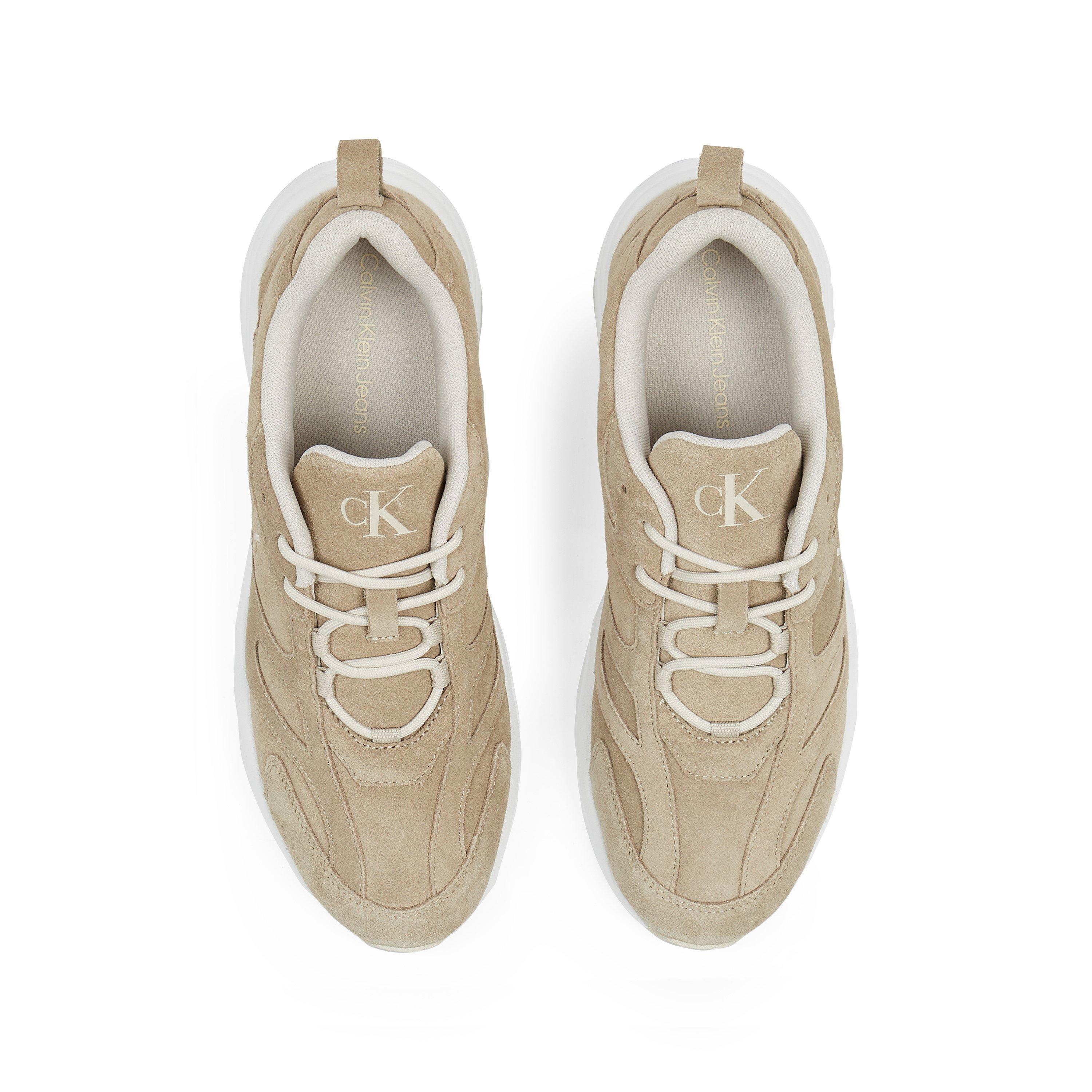 Travertine/Wht - Calvin Klein Jeans - Men's Retro Tennis Low Mixed Media Runners - 4