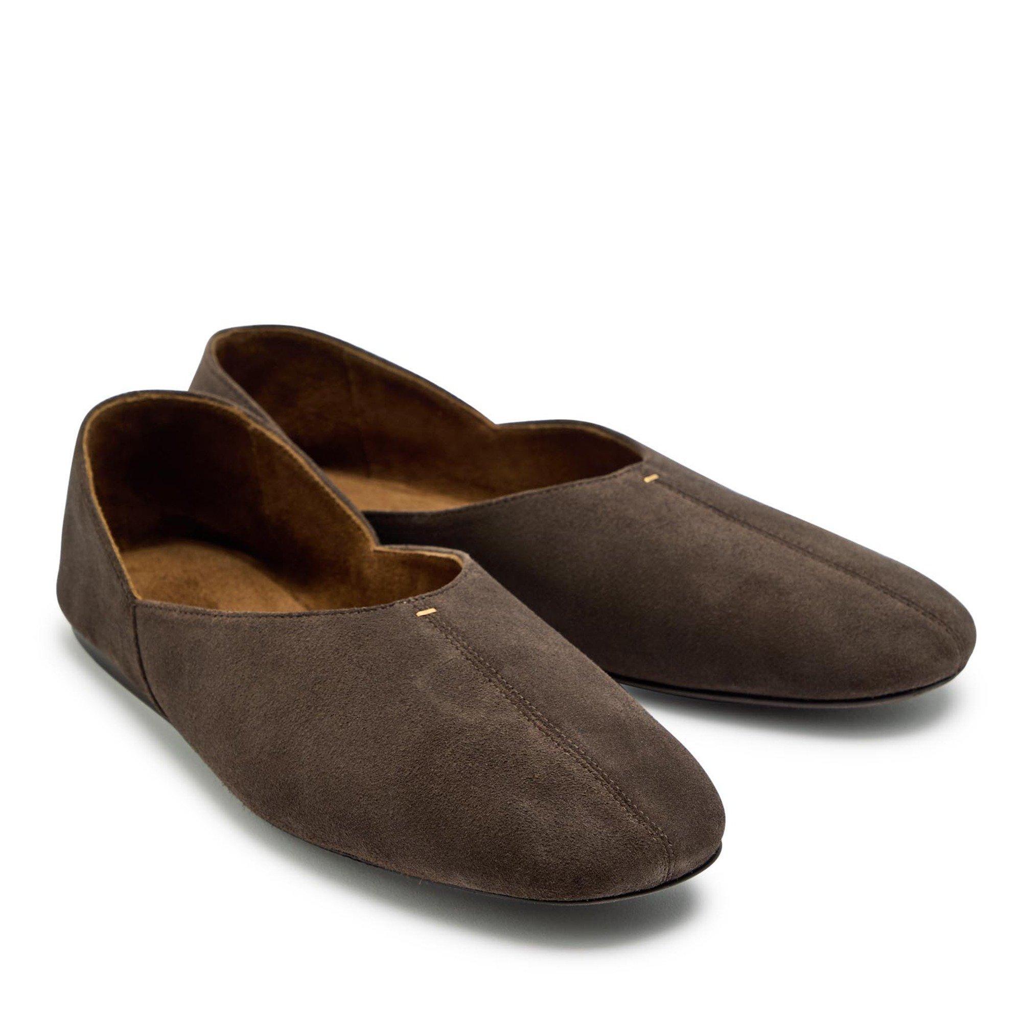 BROWN - Khaite - Women's Jane Suede Ballerina Slippers - 4