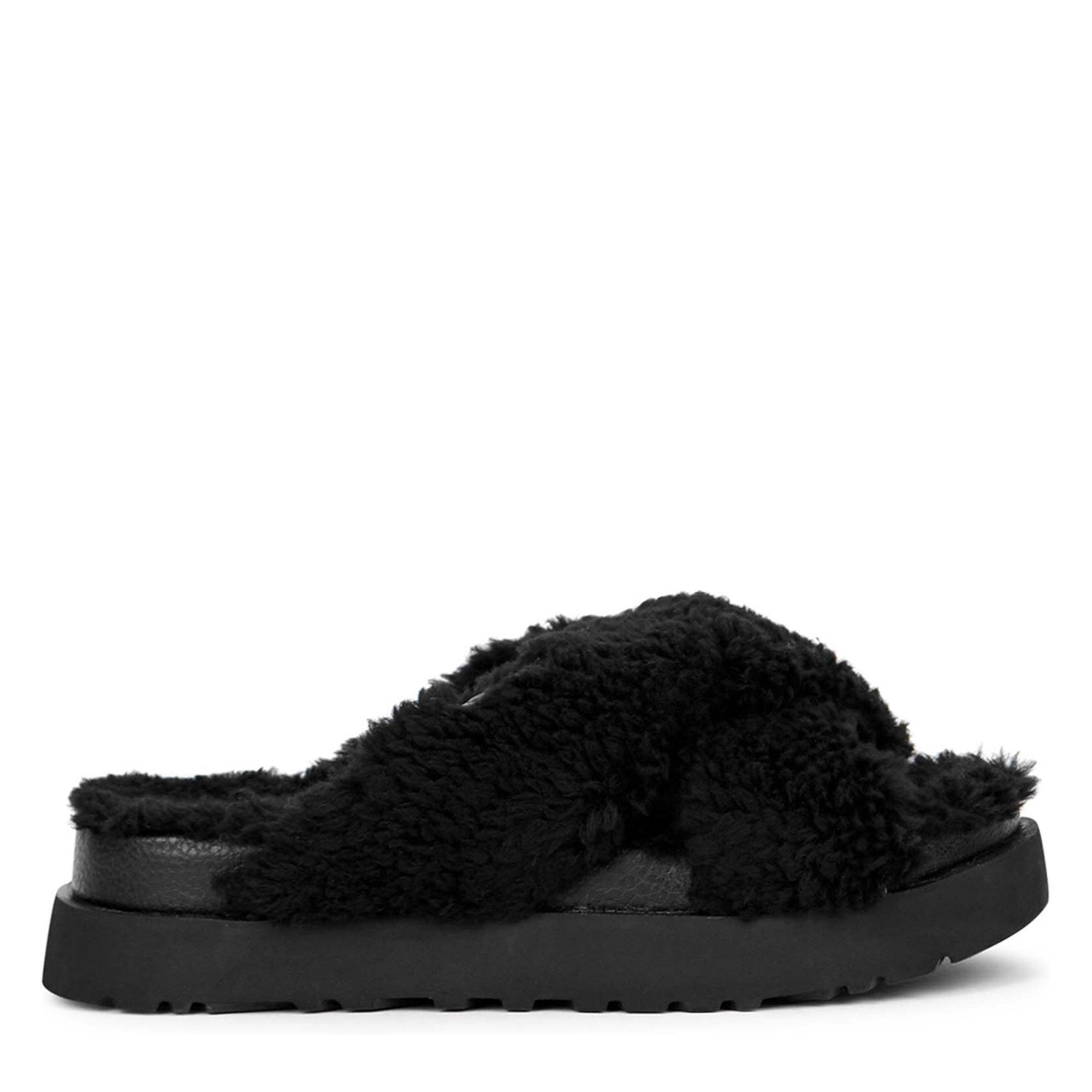 BLACK - Ugg - FUZZ SUGAR CROSS SLIPPER - 1