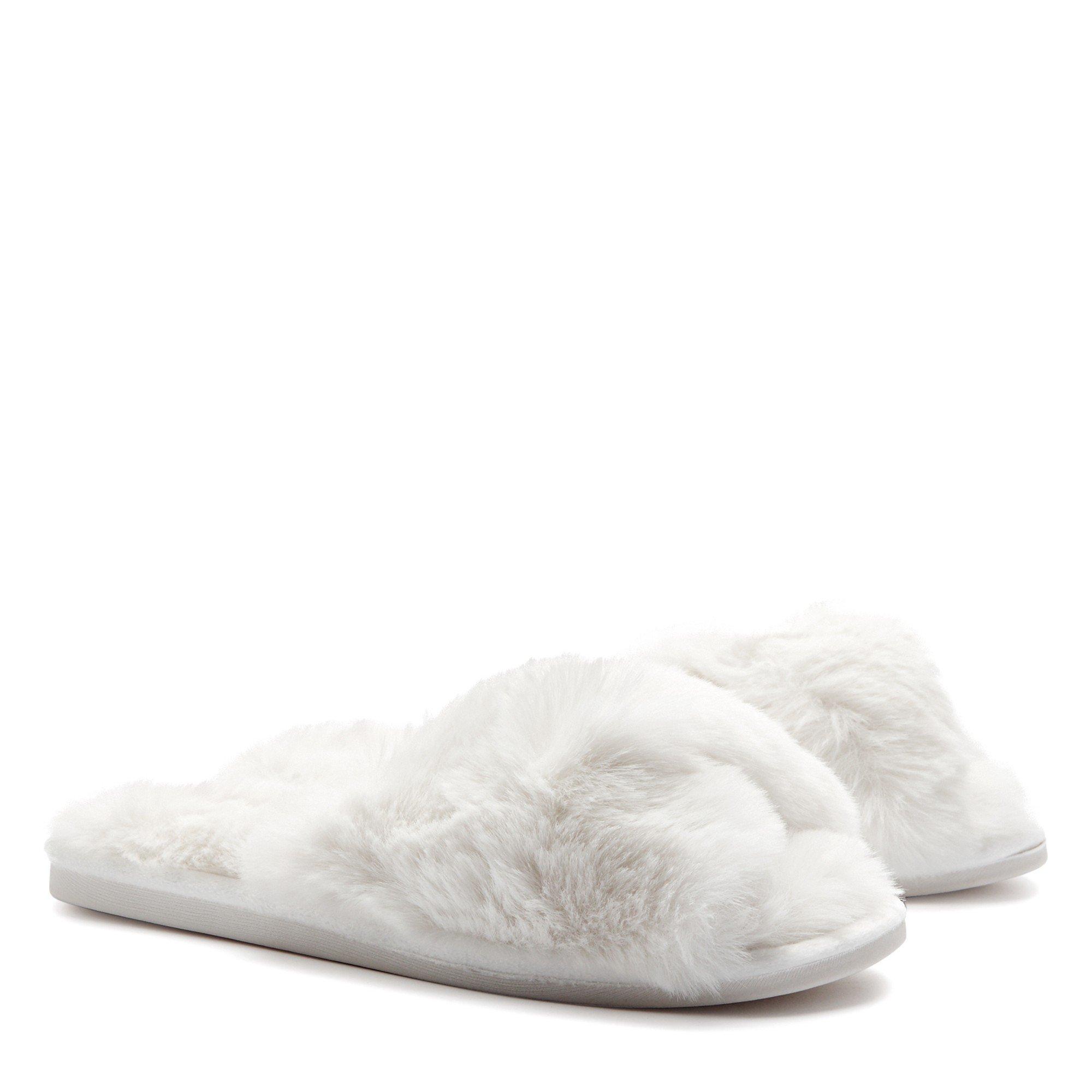 IVORY - Eberjey - Women's Plush Faux Fur Cross-Over Slippers - 2