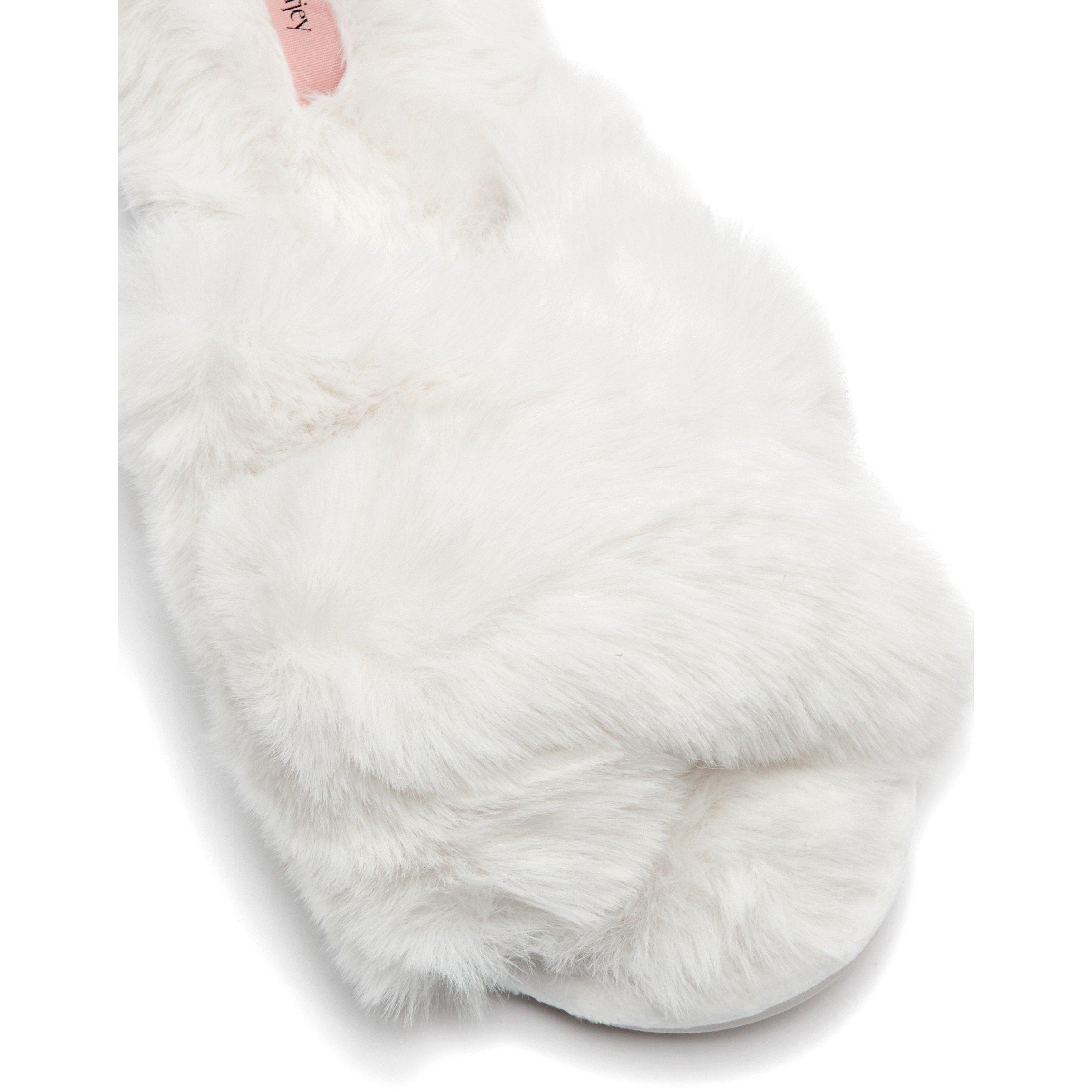 IVORY - Eberjey - Women's Plush Faux Fur Cross-Over Slippers - 4