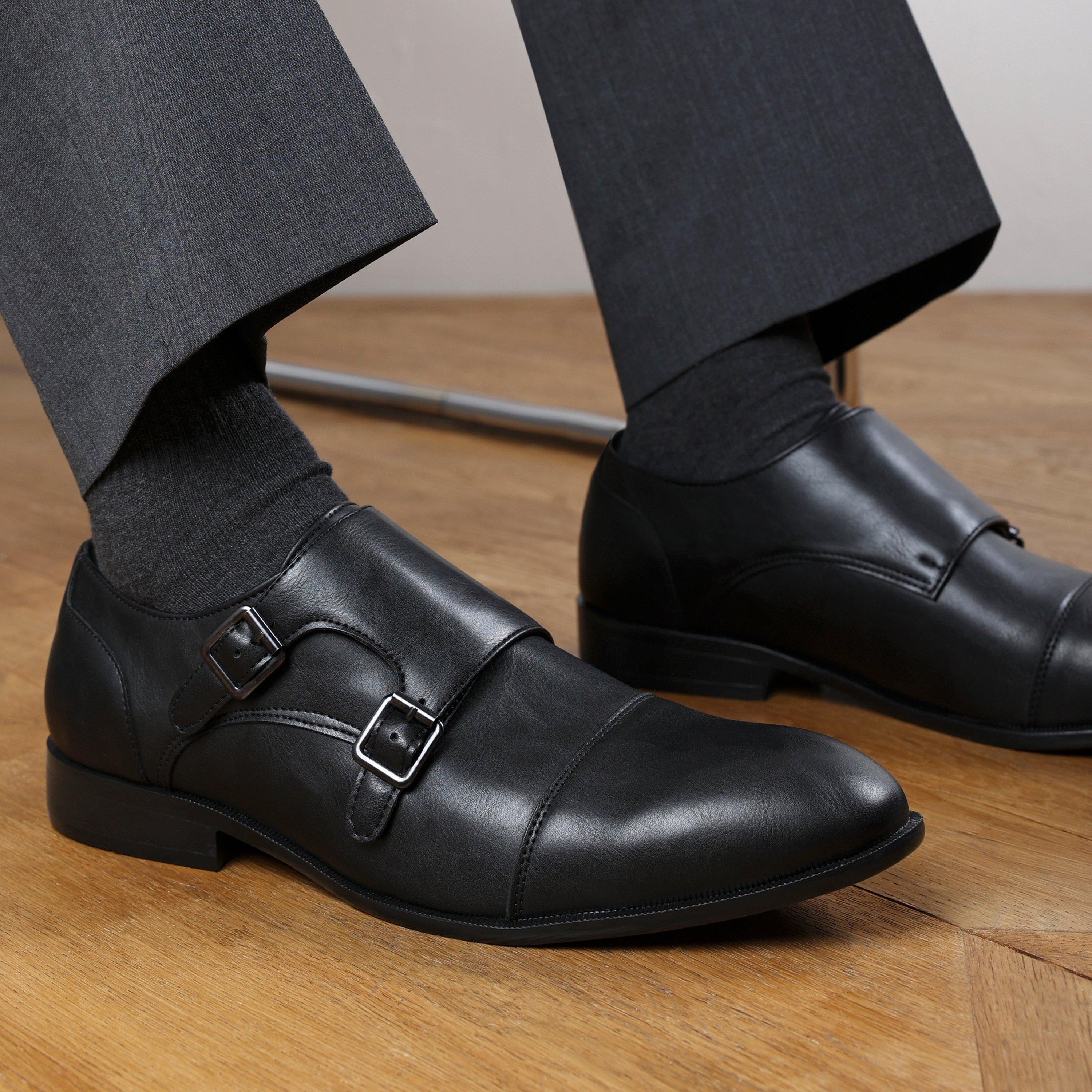 Black Pu - Wheres That From - Wheres Double Monk Straps Formal Shoes - 2