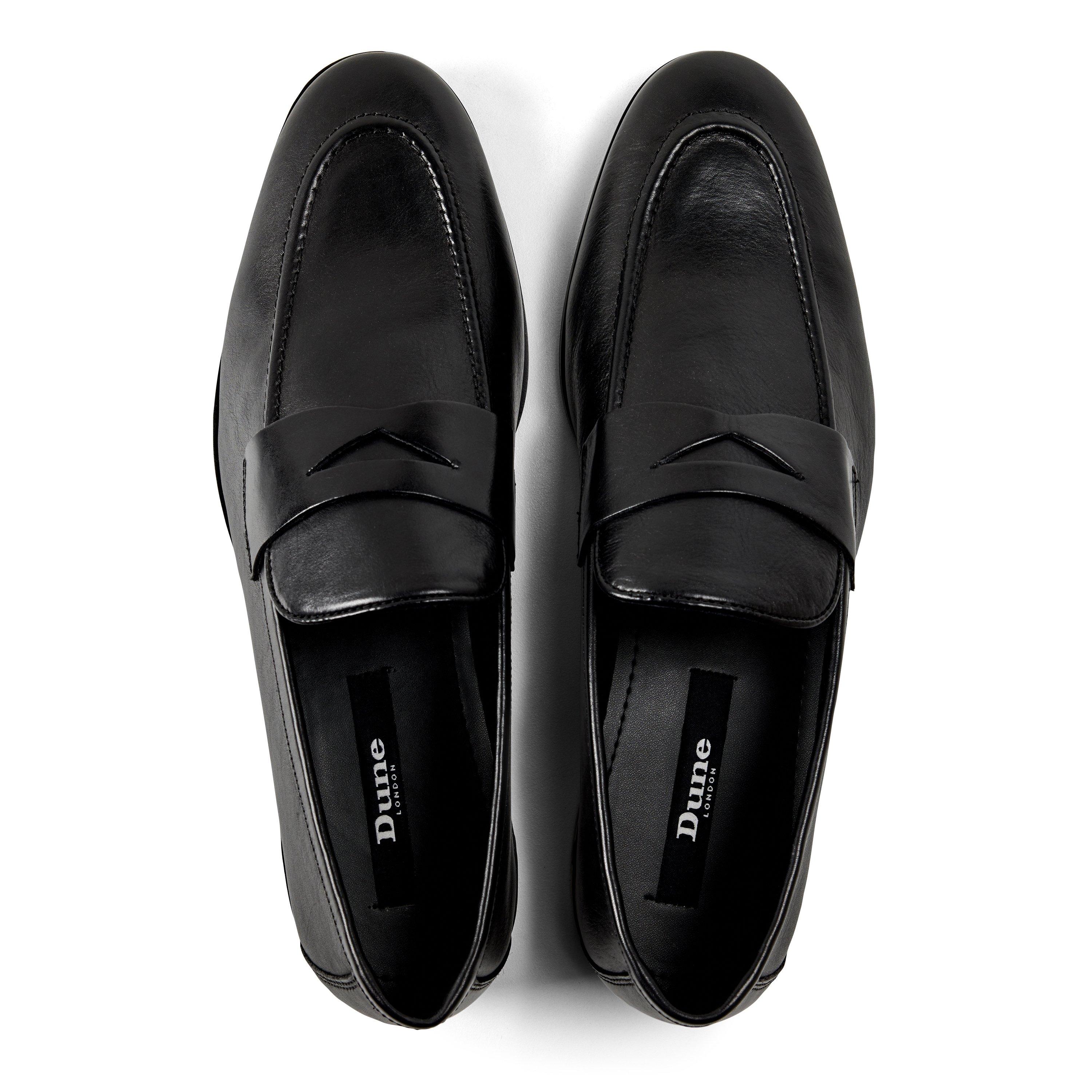 Black Leather - Dune London - Men's Smol Leather Loafers - 6