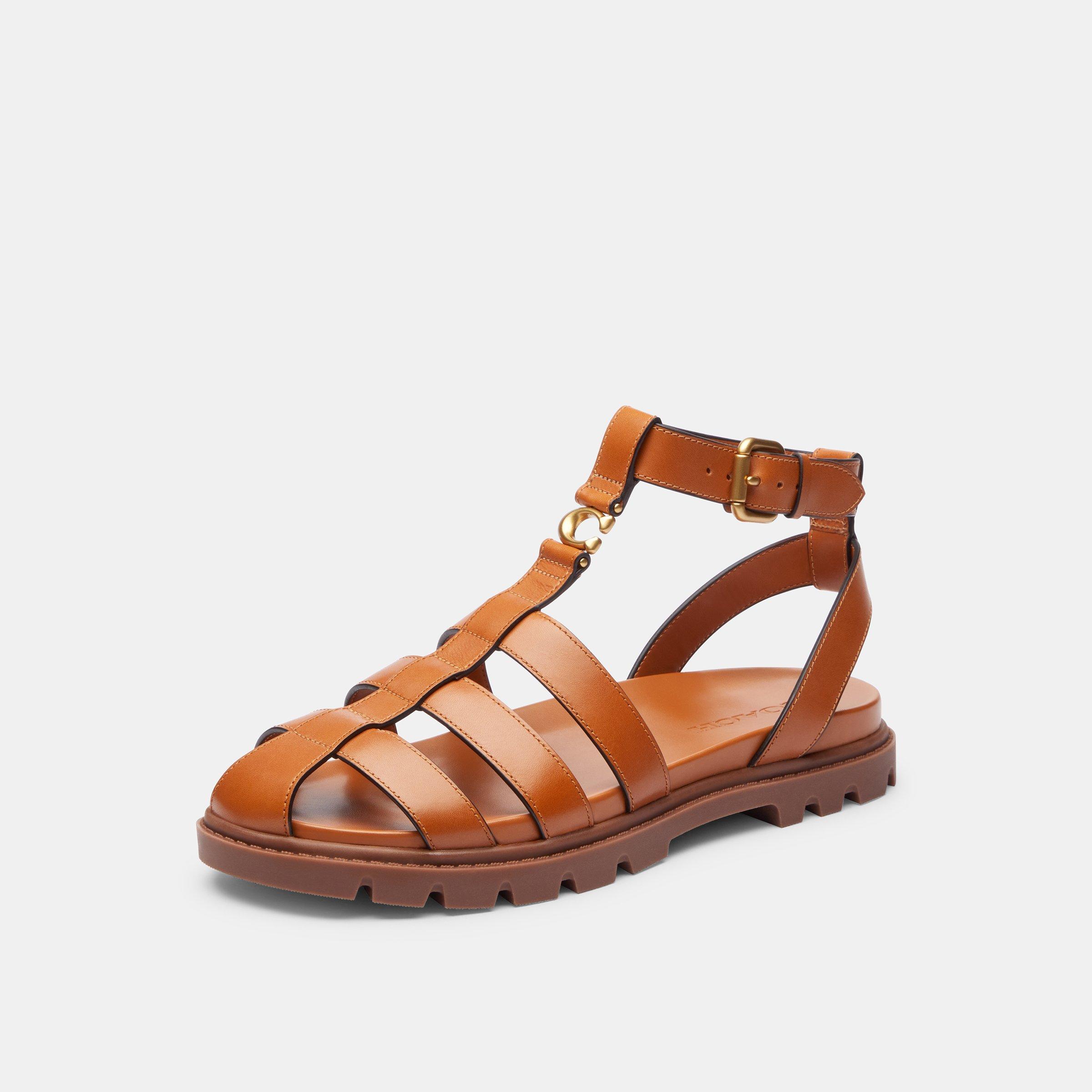 cognac - Coach - Women's Leah Fisherman Flat Sandals - 2