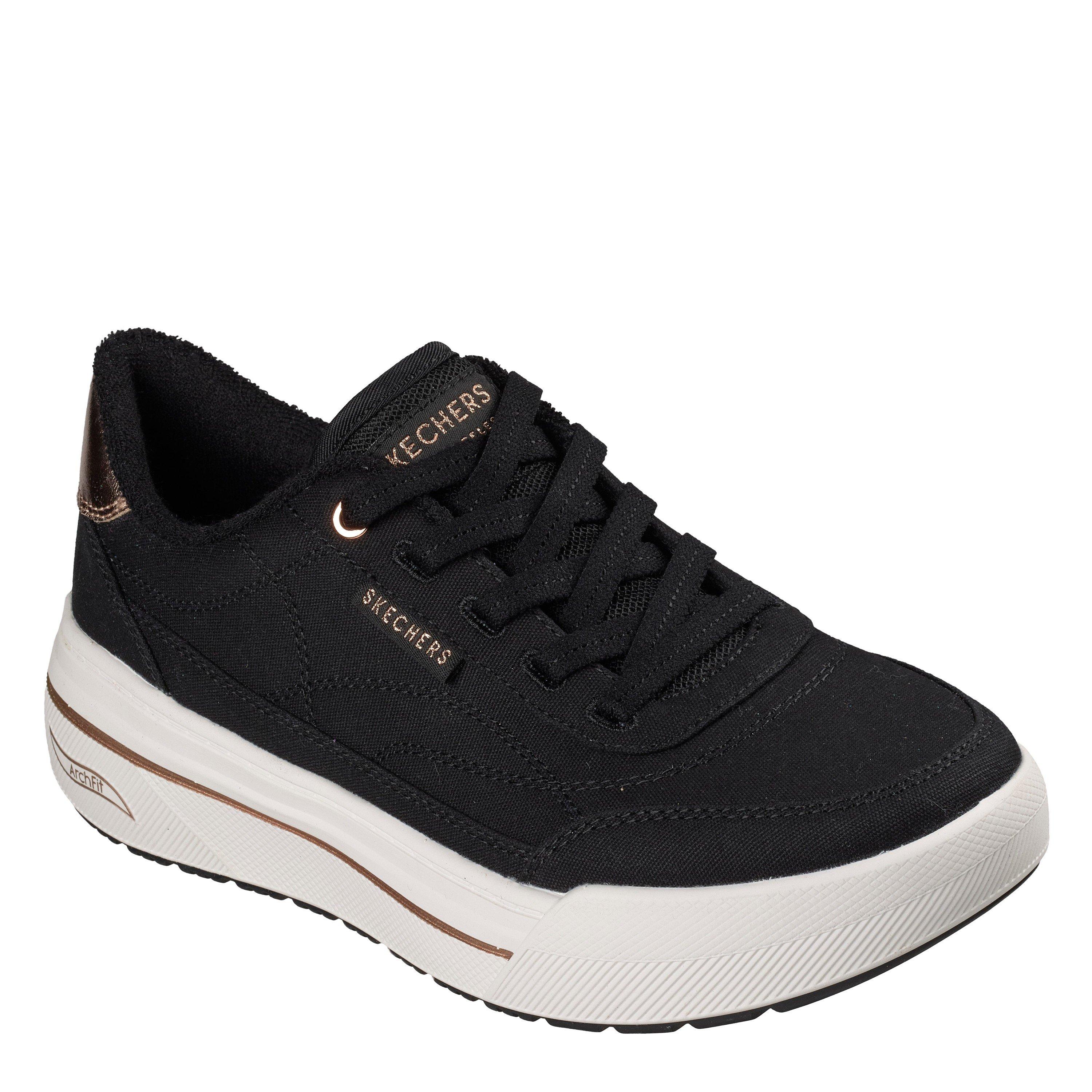 Zwart - Skechers - Women's Arch Fit Arcade Hi Canvas Low-Top Trainers - 3