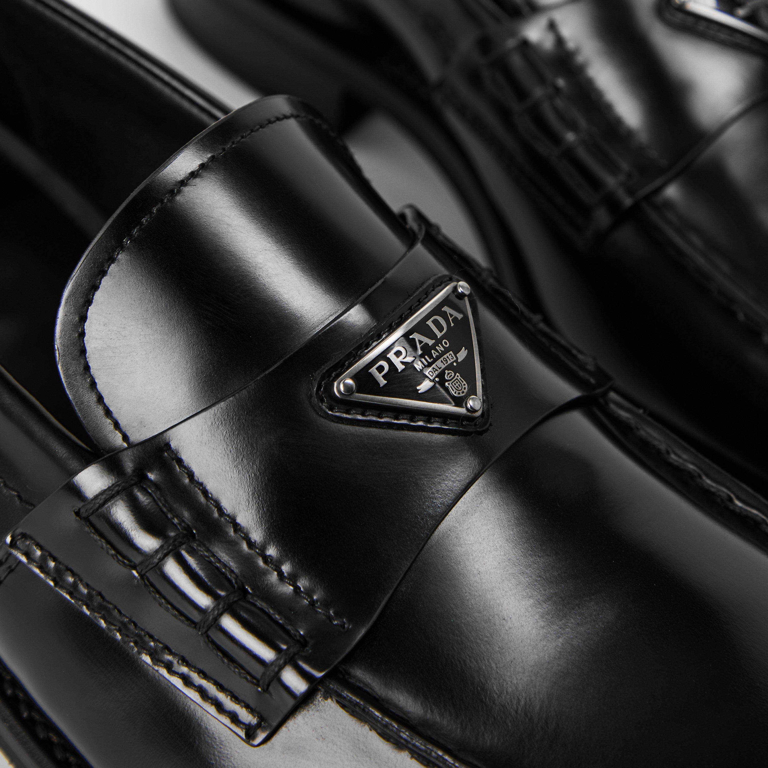 Black - Prada - Men's Tri Mocassin Leather Loafers - 3