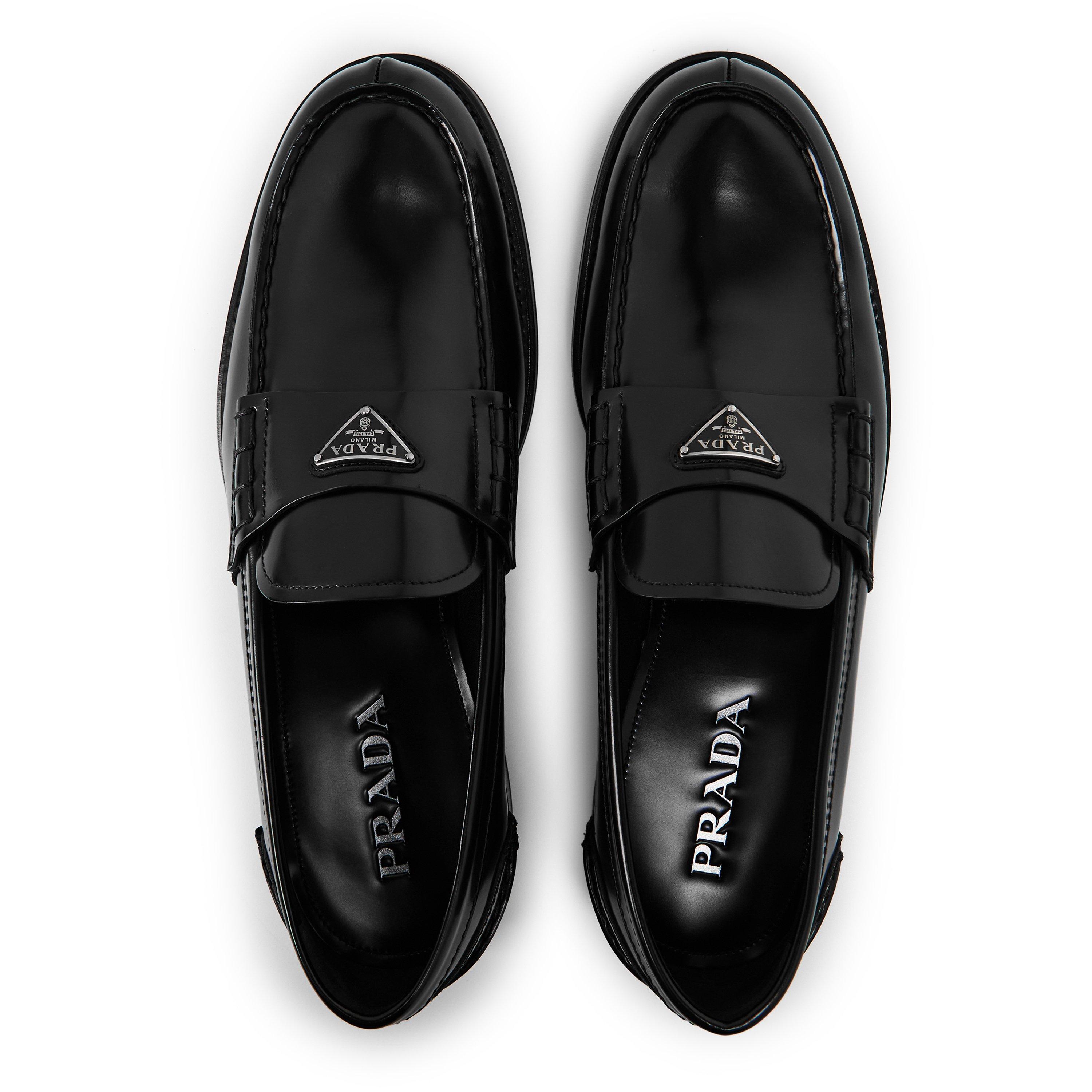 Black - Prada - Men's Tri Mocassin Leather Loafers - 4