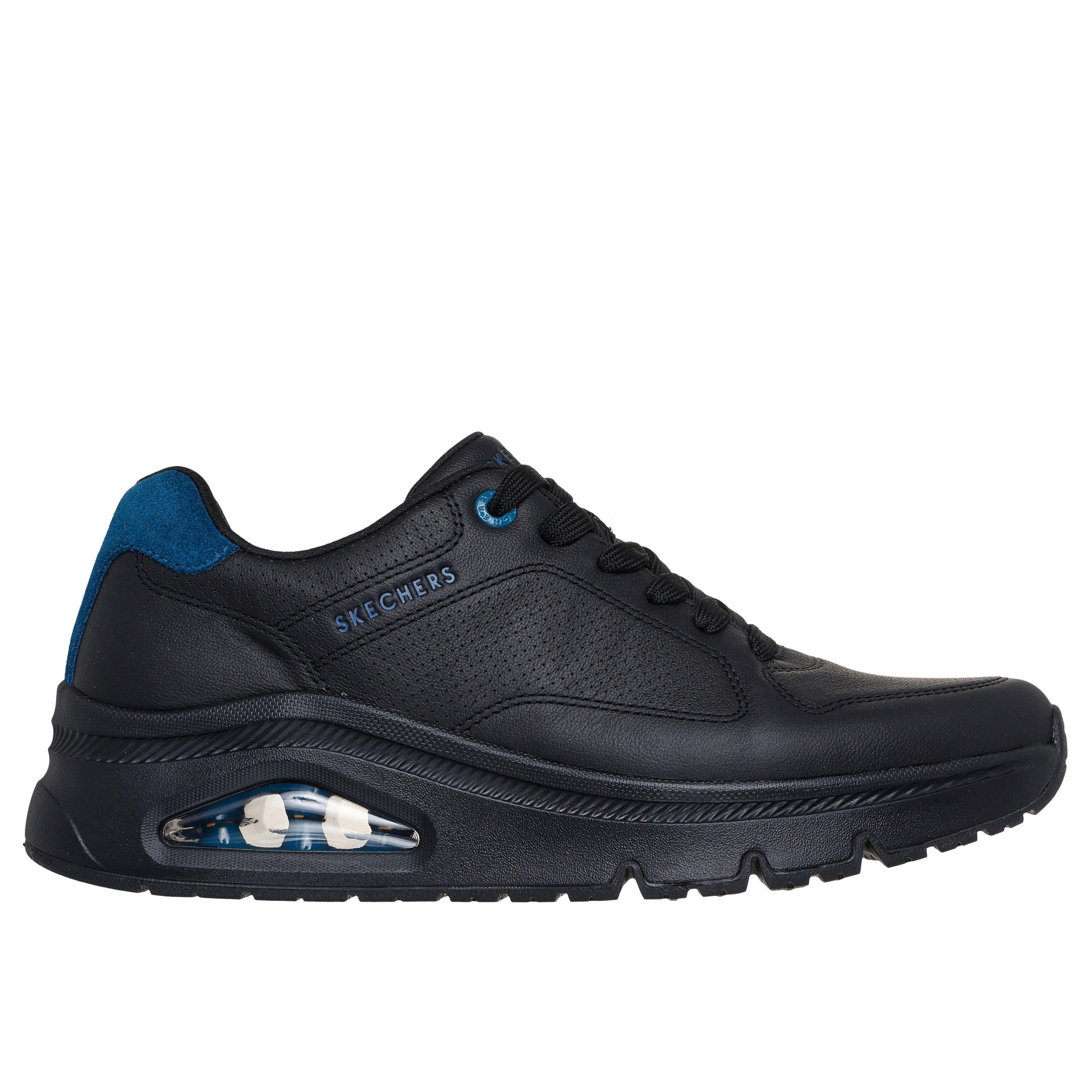 Skechers Men's Leather Decorative Stitch Low-Top Trainers - Black - 9 (43)