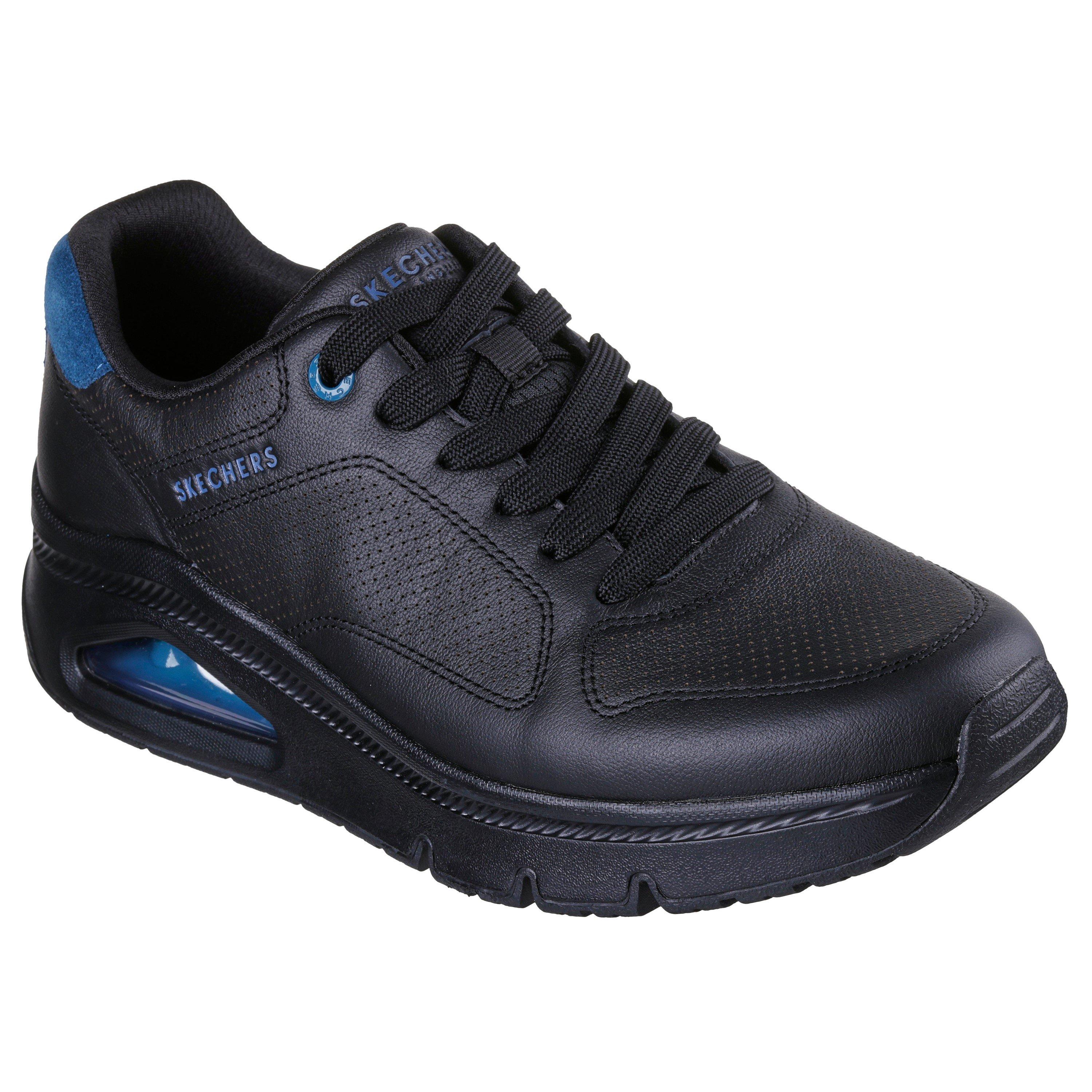 Black - Skechers - Leather Decorative Stitch Low-Top Trainers - 3