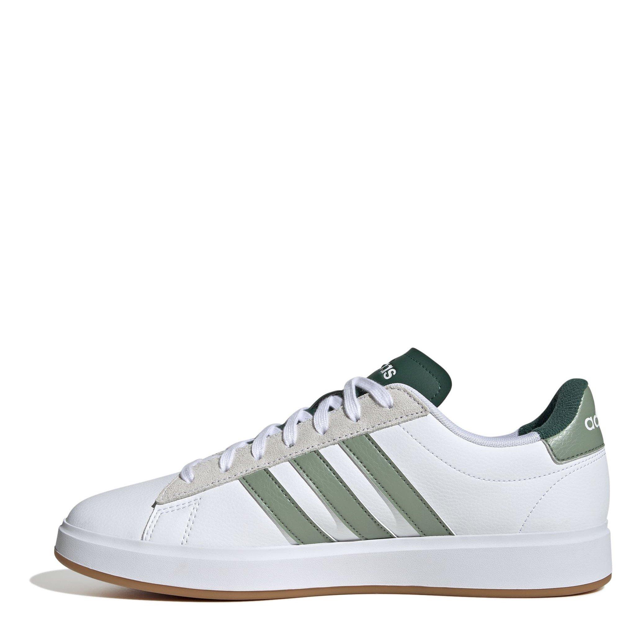 Wht/Silv-Green - adidas - Grand Court Mens Shoes - 2