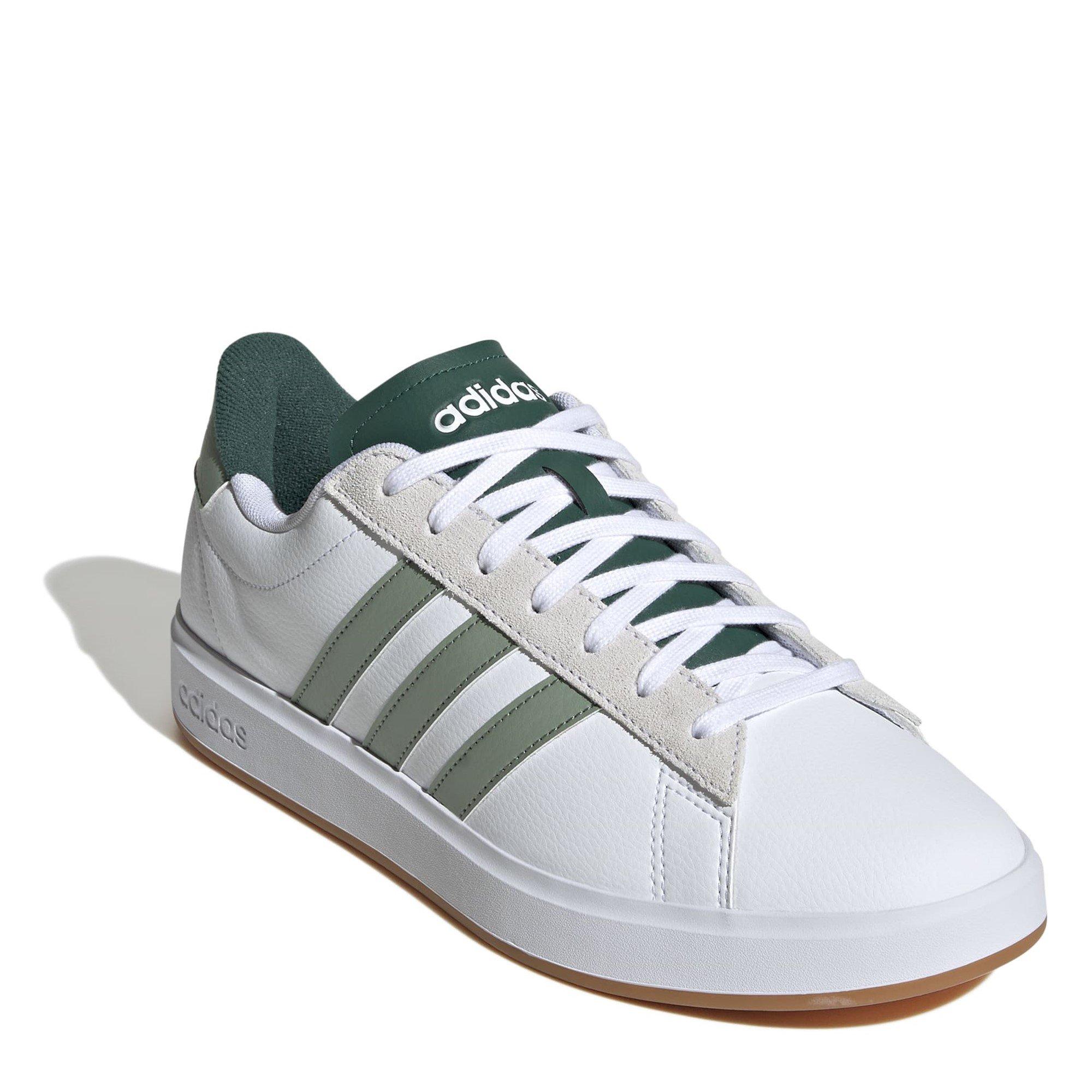 Wht/Silv-Green - adidas - Grand Court Mens Shoes - 3