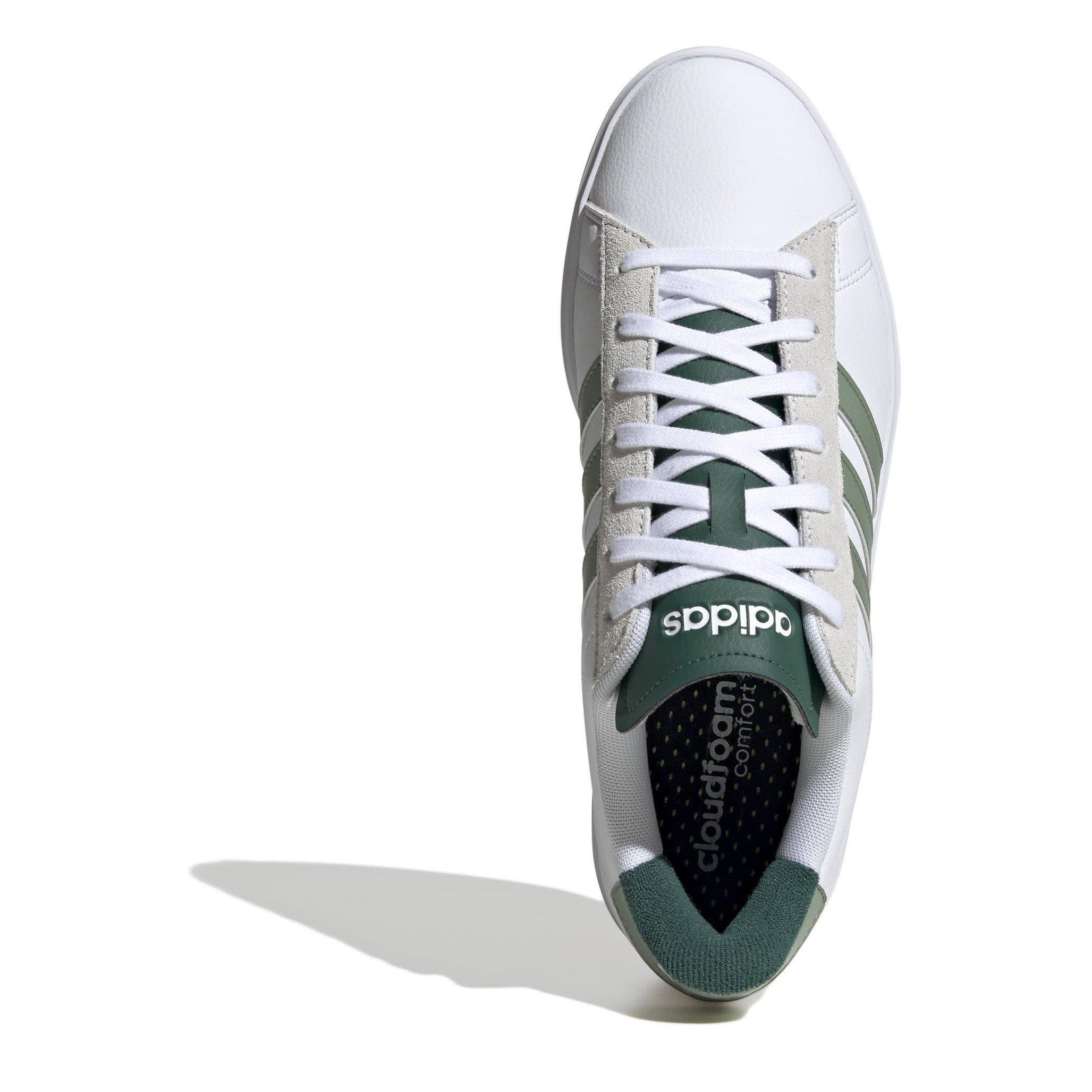 Wht/Silv-Green - adidas - Grand Court Mens Shoes - 5