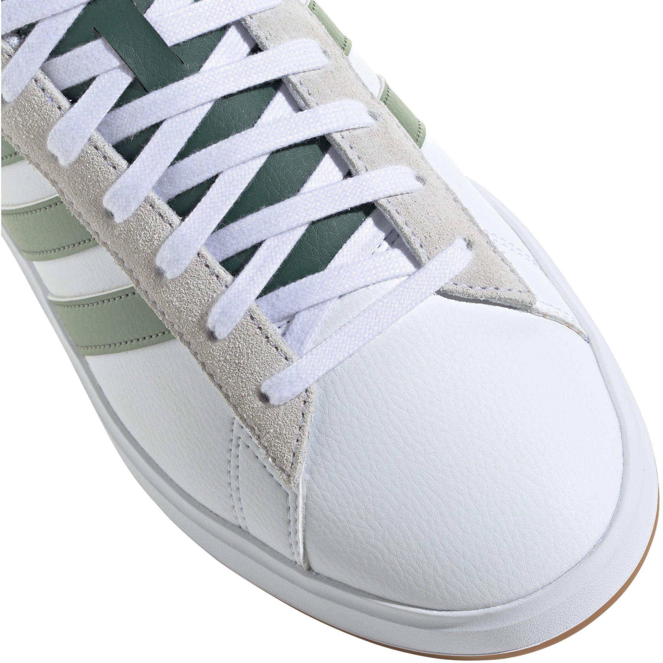 Wht/Silv-Green - adidas - Grand Court Mens Shoes - 8