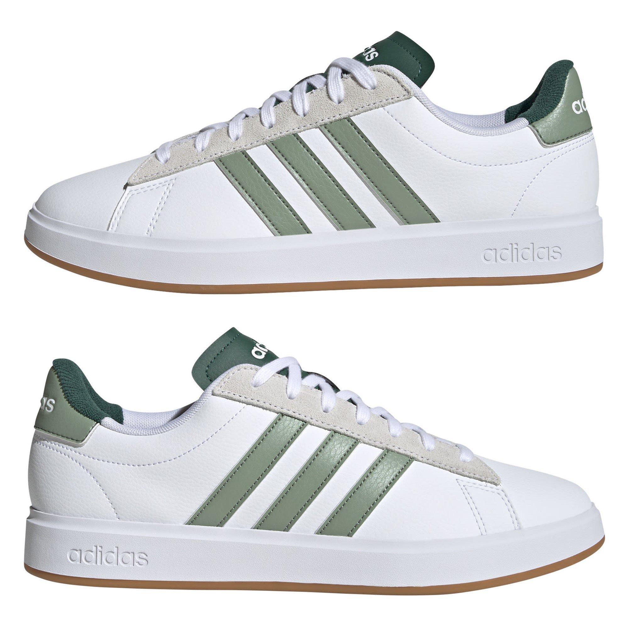 Wht/Silv-Green - adidas - Grand Court Mens Shoes - 9