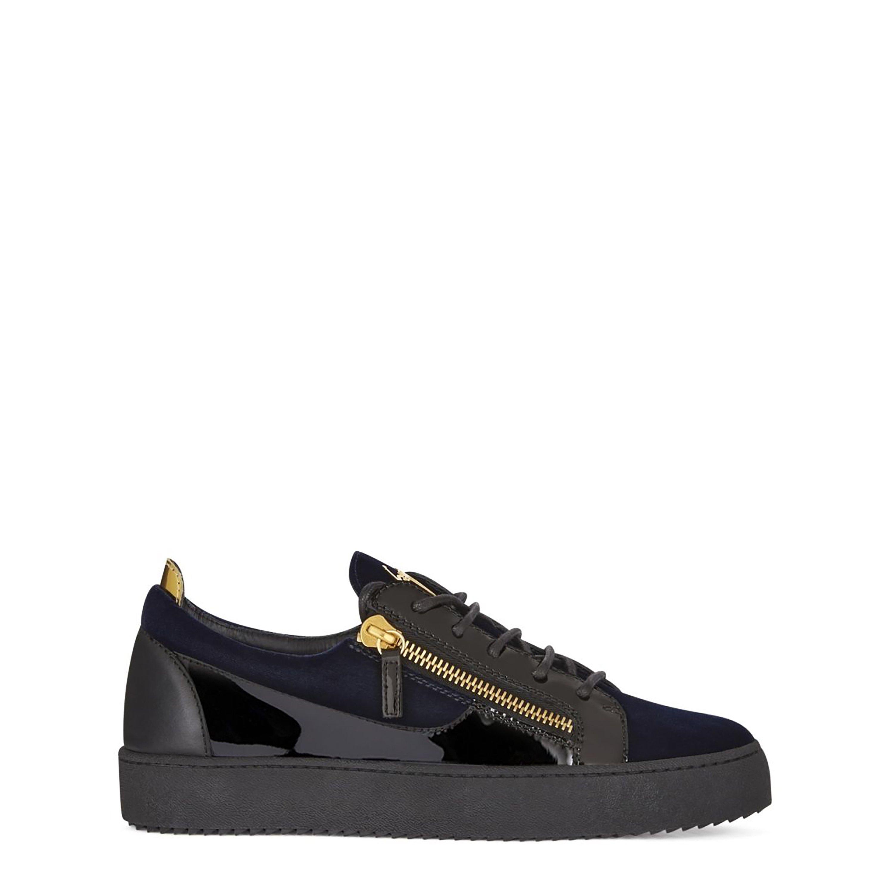 Navy - Giuseppe Zanotti - May Velvet Panel Low Top Trainers - 1