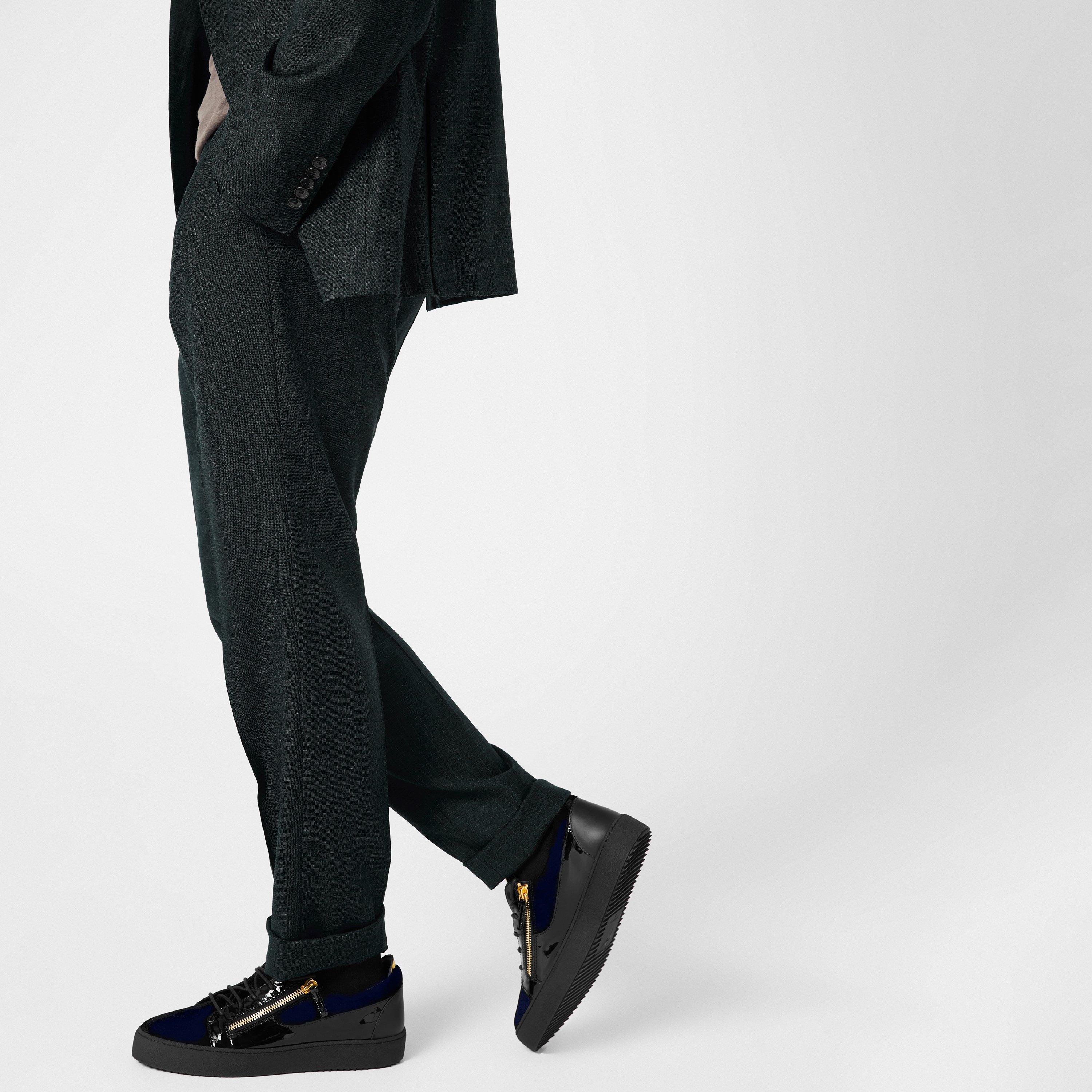 Navy - Giuseppe Zanotti - May Velvet Panel Low Top Trainers - 2