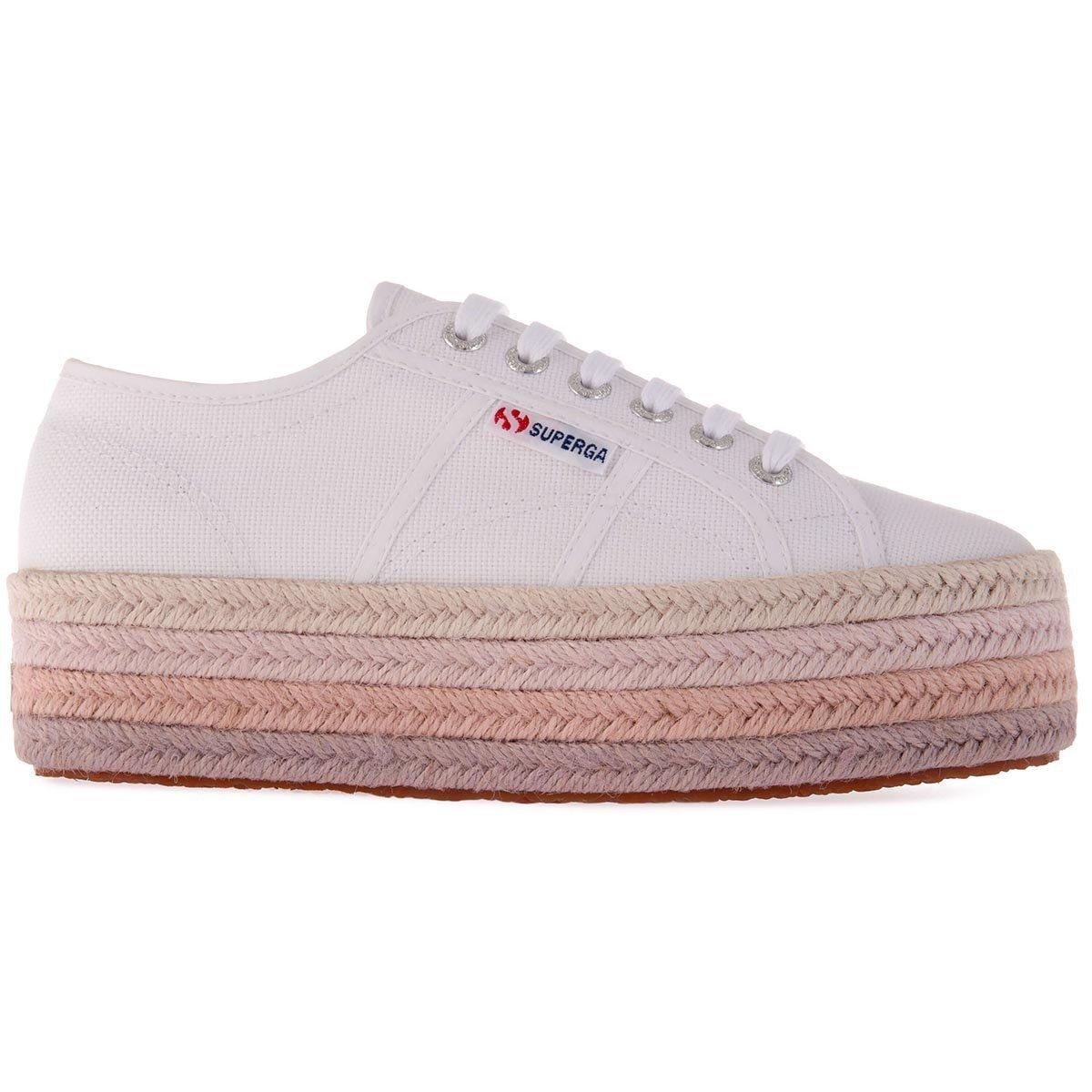 White/PkLt - Superga - Women's Espadrille Platform Trainers - 1