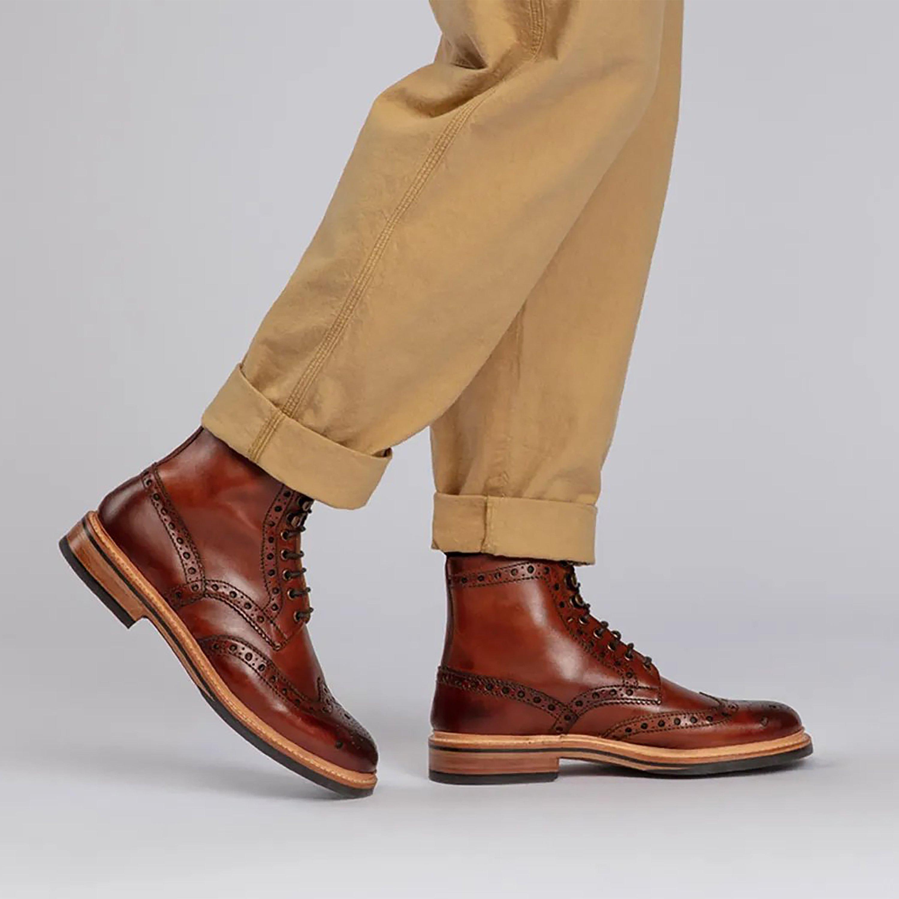 Tan Handpainted - Grenson - Fred Brogue Boot - 2