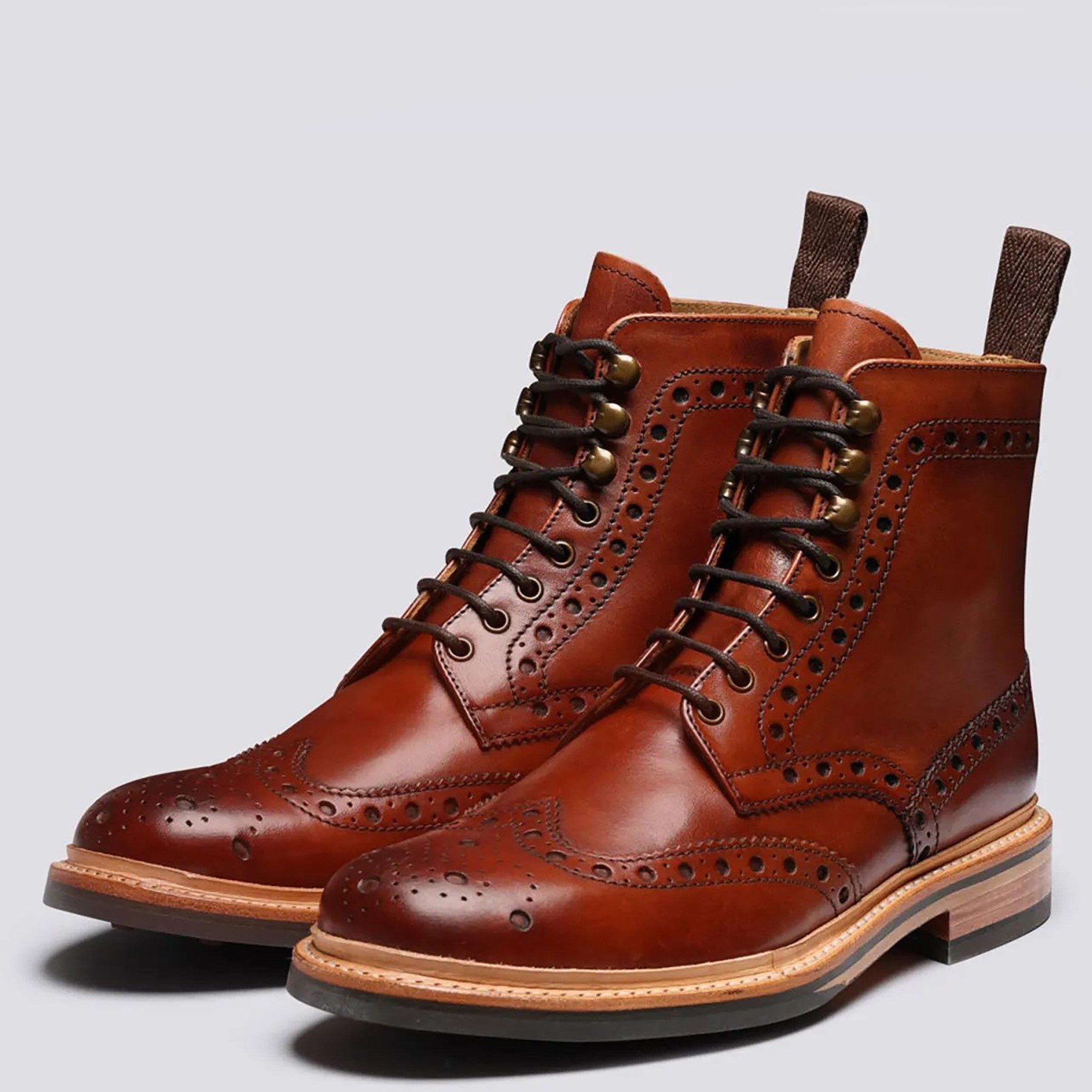 Tan Handpainted - Grenson - Fred Brogue Boot - 4