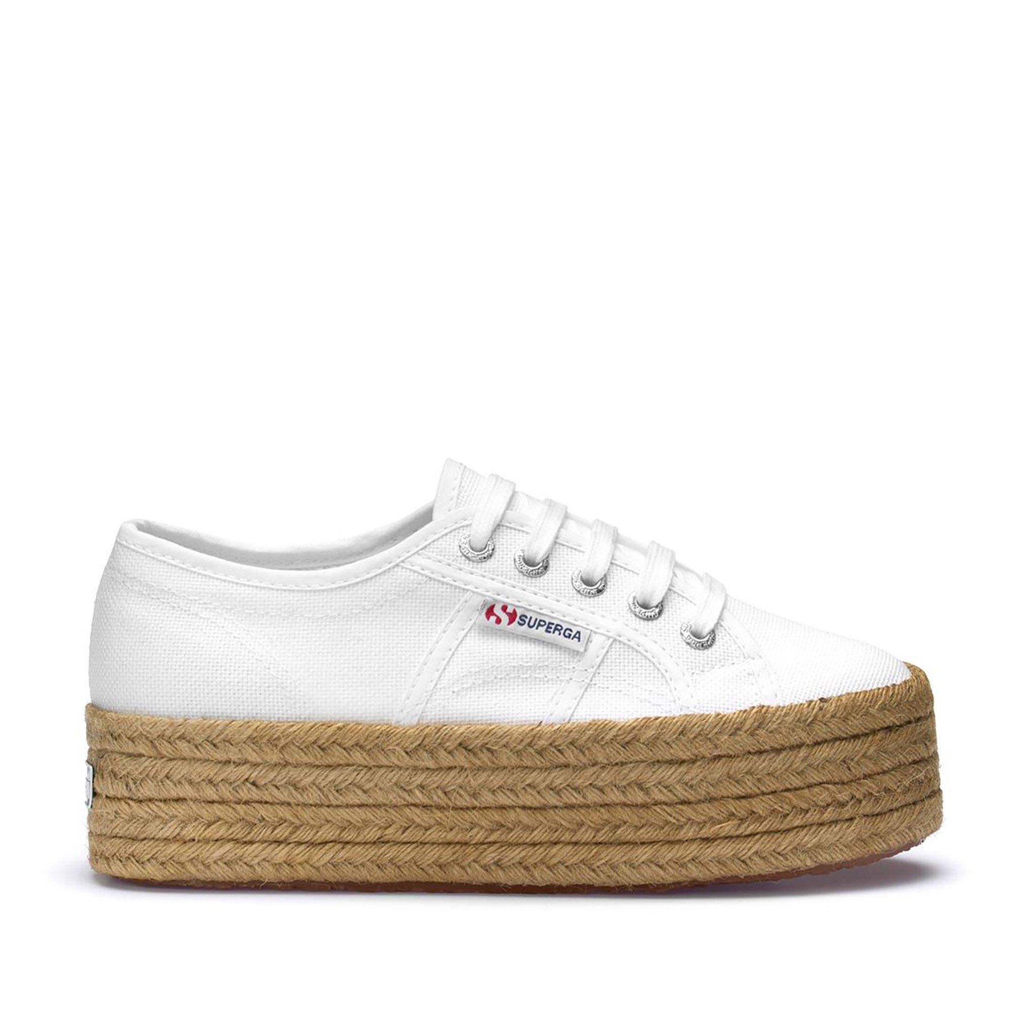 White - Superga - Women's Rope Platform Trainers - 1