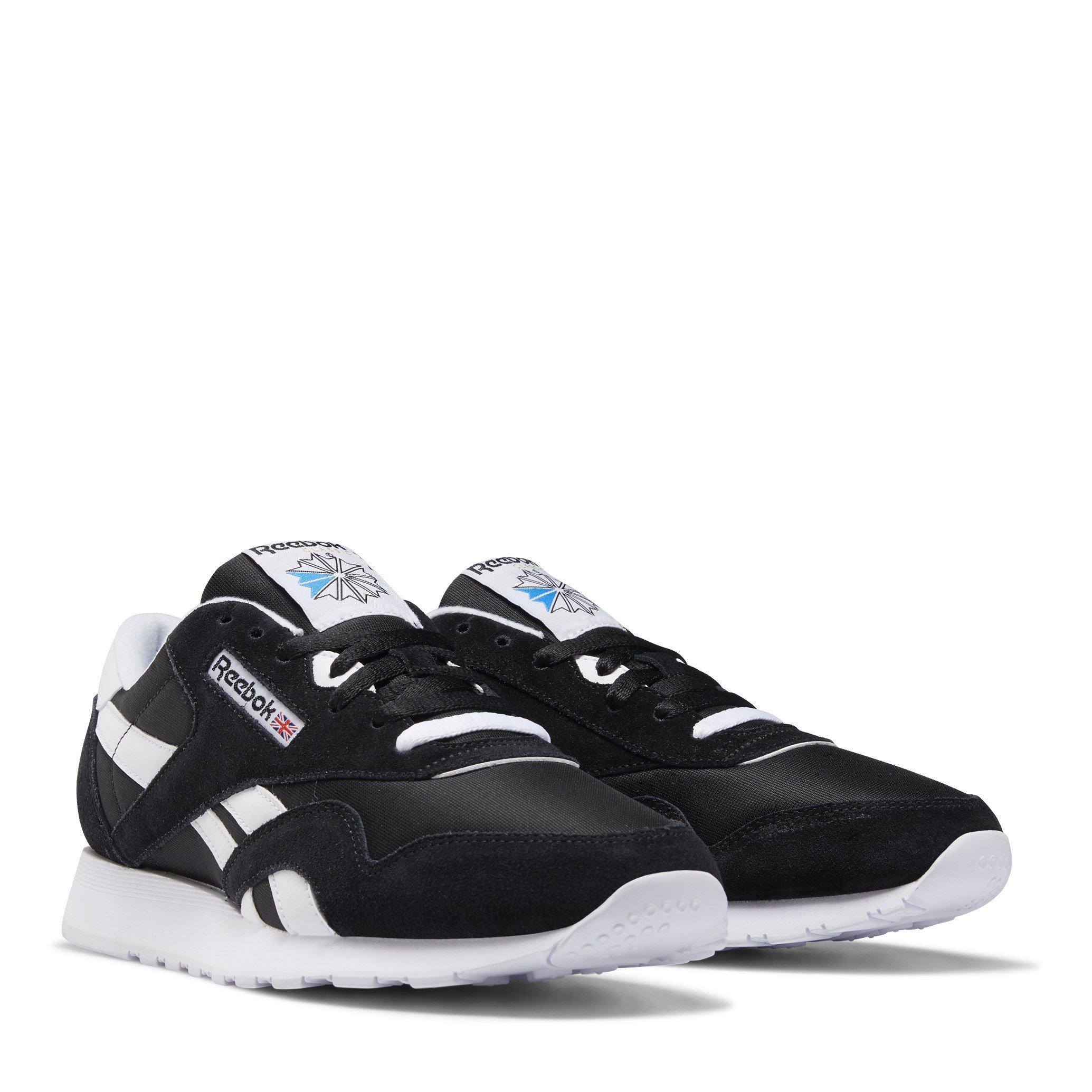 Mens black and white reebok classics best sale