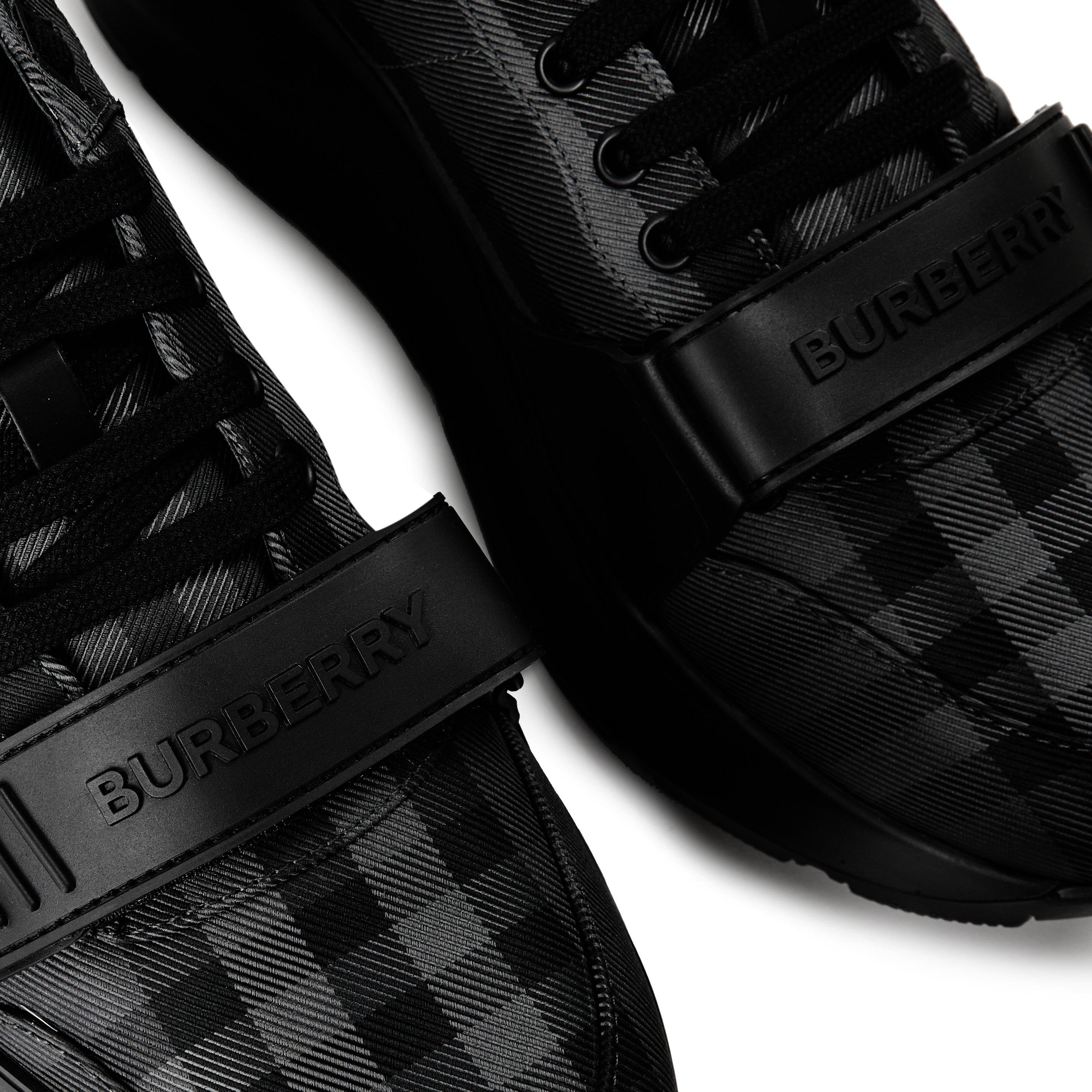 Lead Grey/Black - Burberry - Men's Regis Check Cotton Trainers - 3