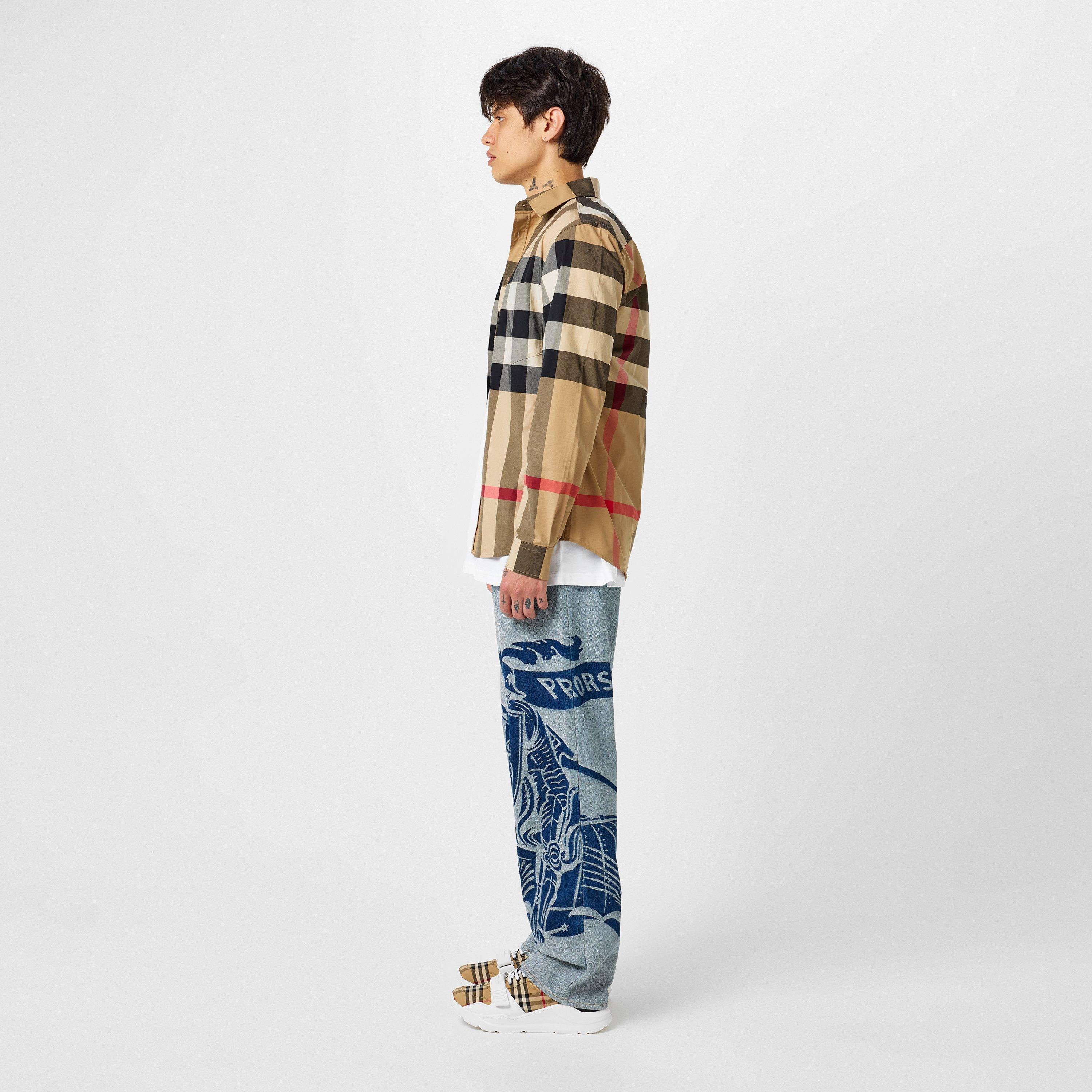 Archive Beige - Burberry - Men's Regis Check Cotton Trainers - 6