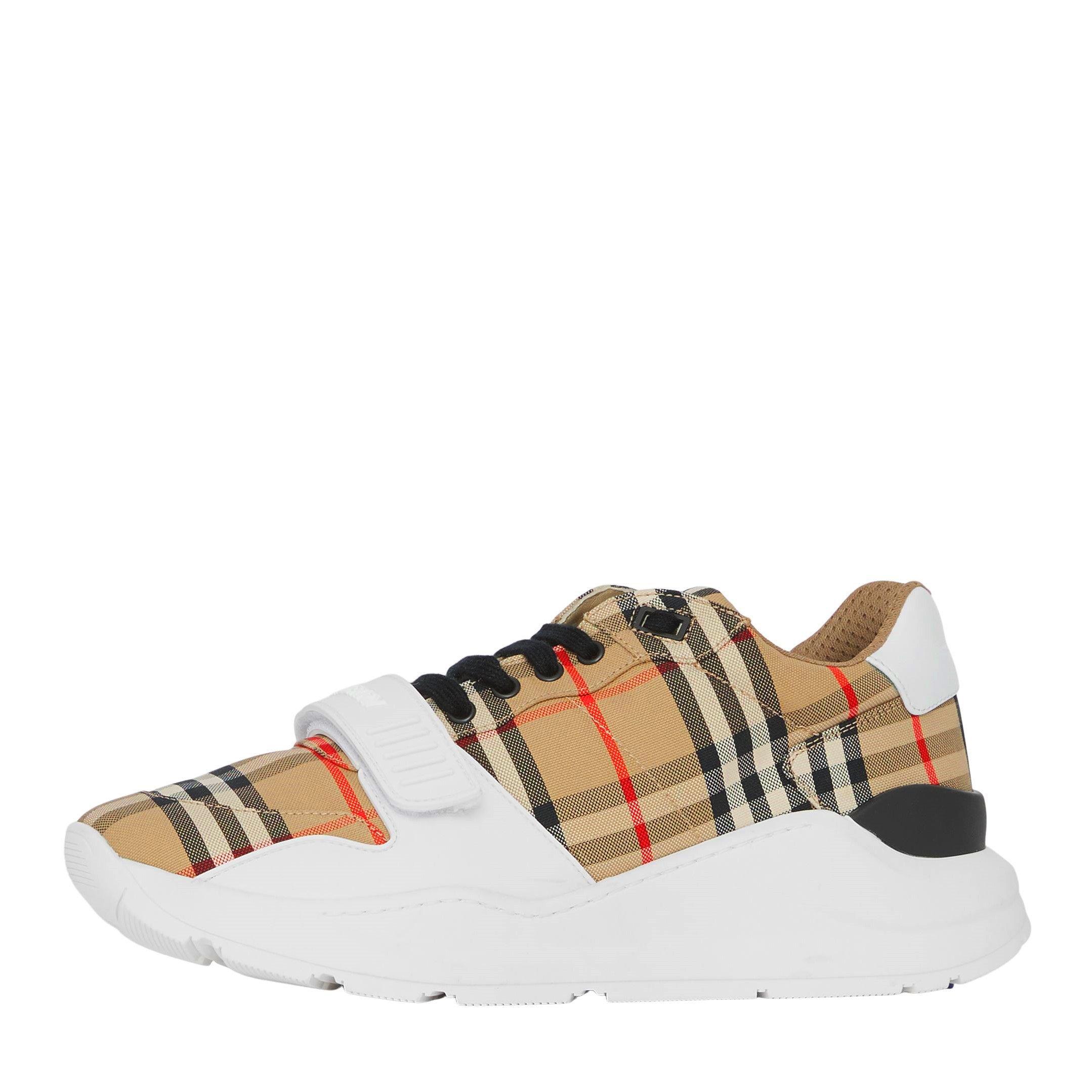 Archive Beige - Burberry - Men's Regis Check Cotton Trainers - 3