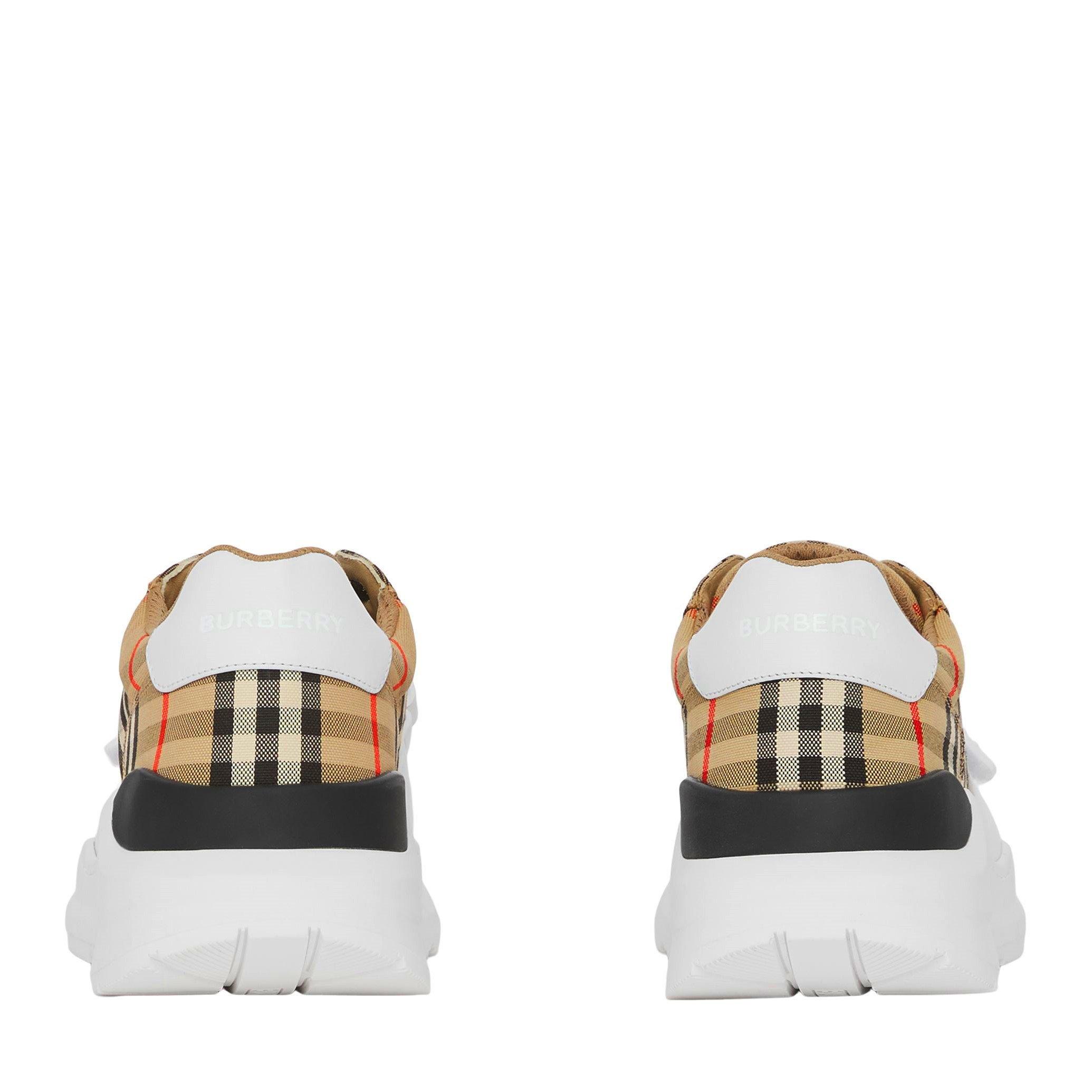 Archive Beige - Burberry - Men's Regis Check Cotton Trainers - 5