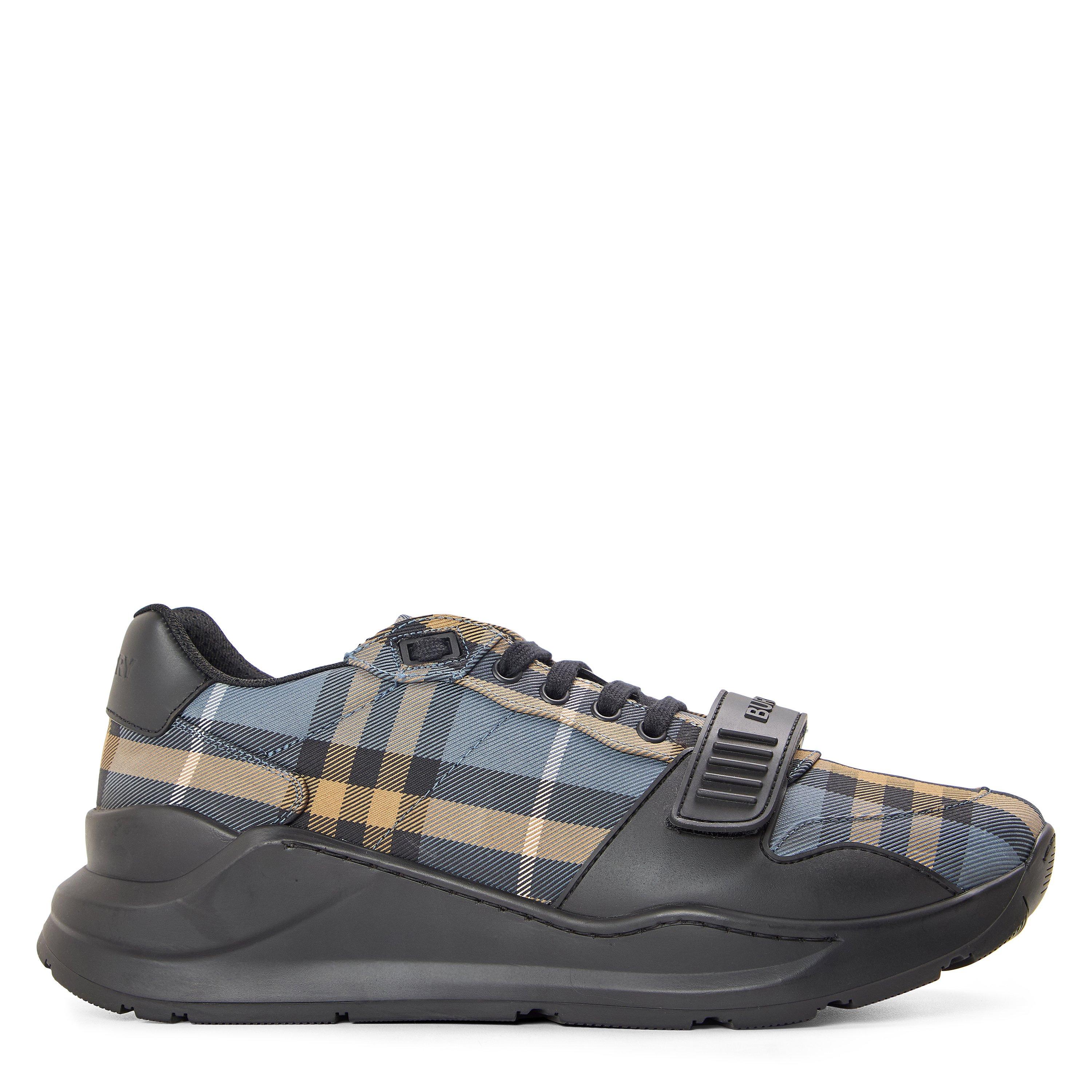 Burberry Men's Regis Check Cotton Trainers - Wave Blue - Size 10 (44)