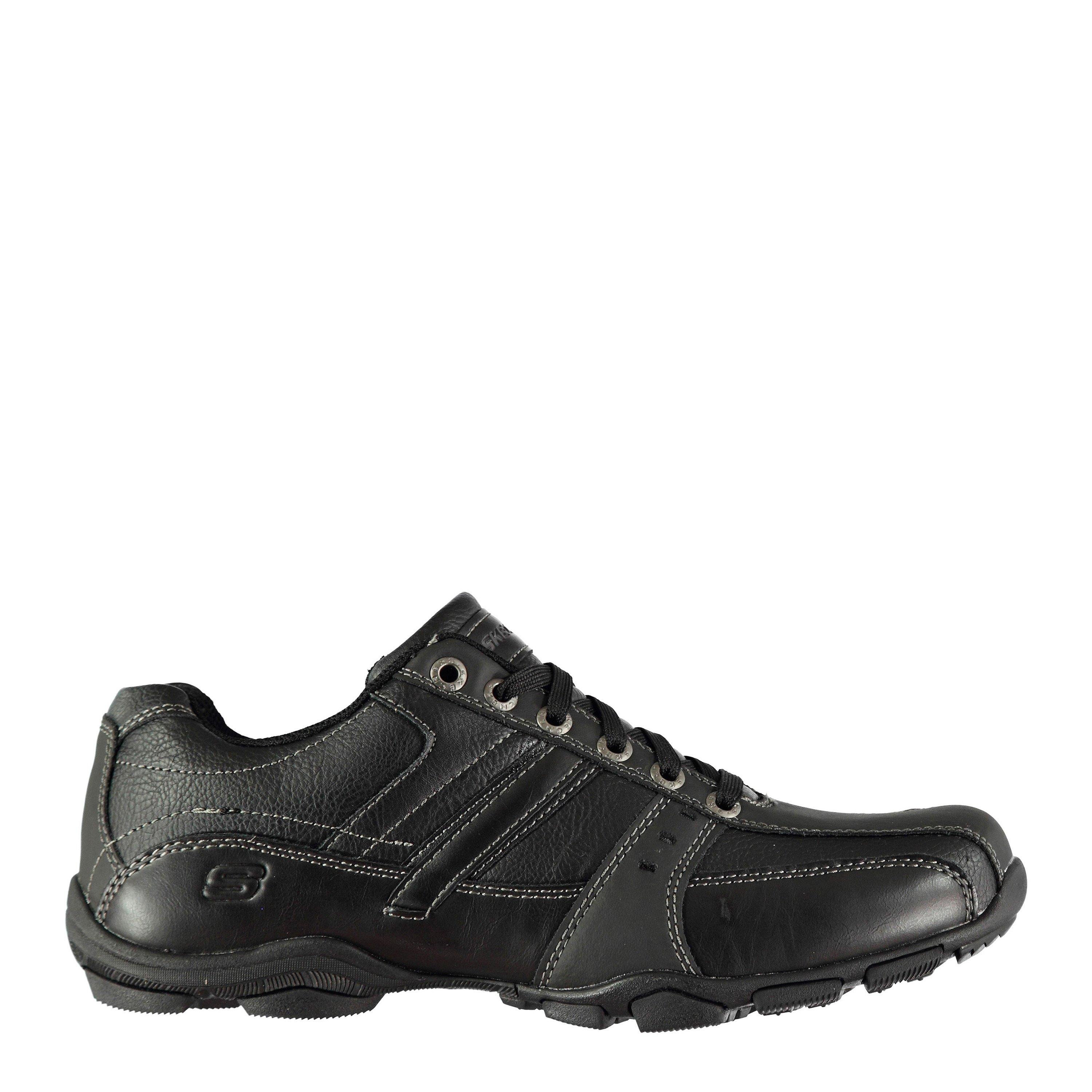 Mens black leather skechers online