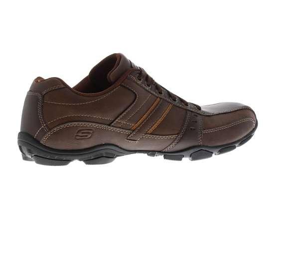 skechers mens brown leather lace up casual shoes