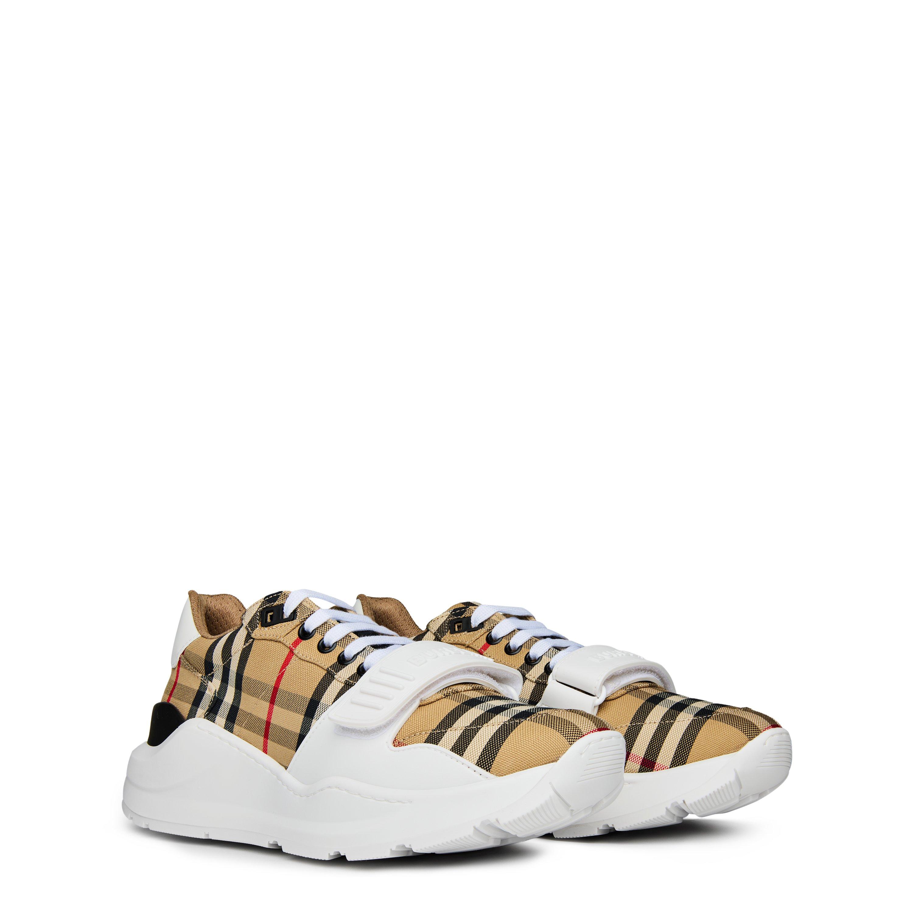 Archive Beige - Burberry - Women's Check Cotton New Regis Trainers - 4