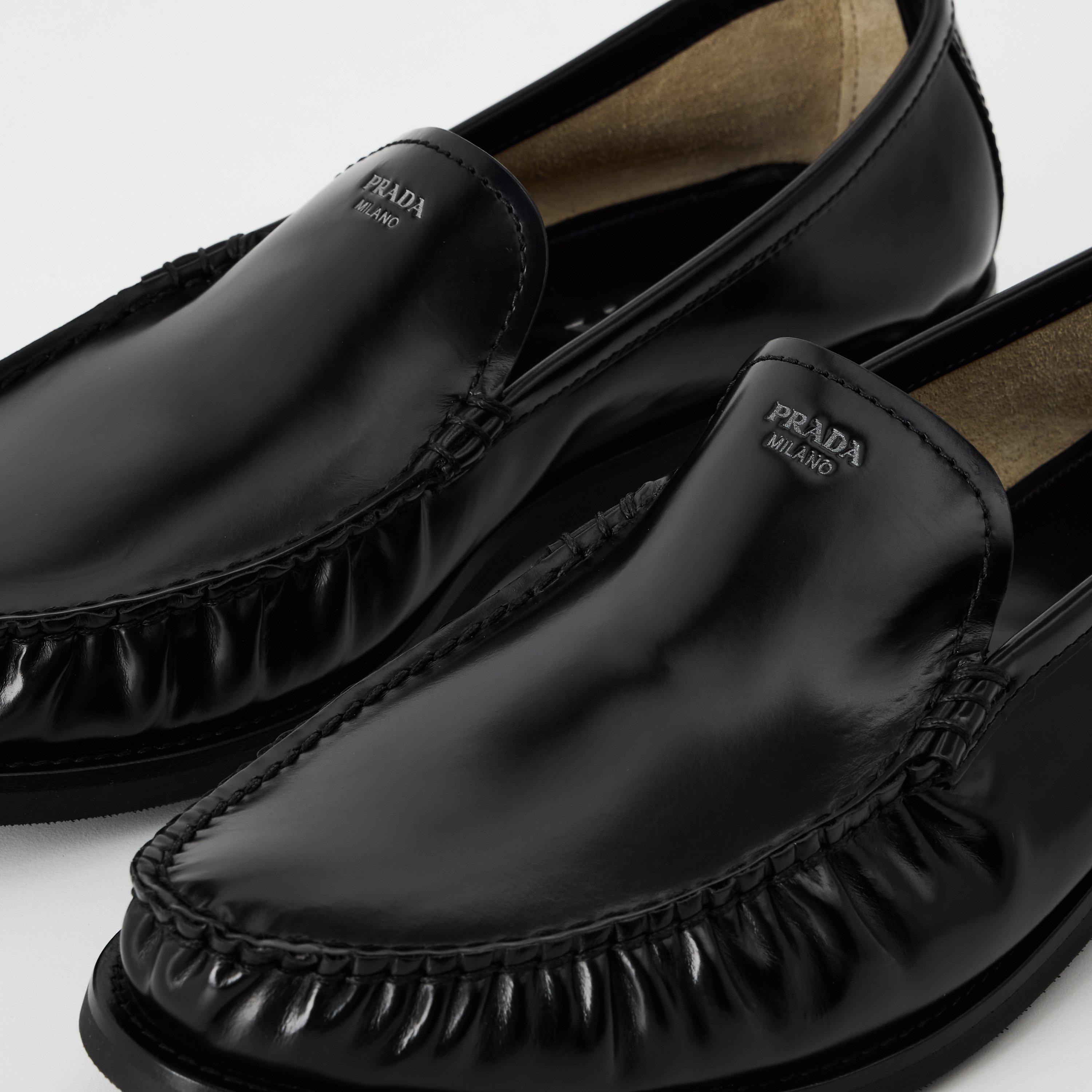 Black - Prada - Brushed Leather Loafers - 4