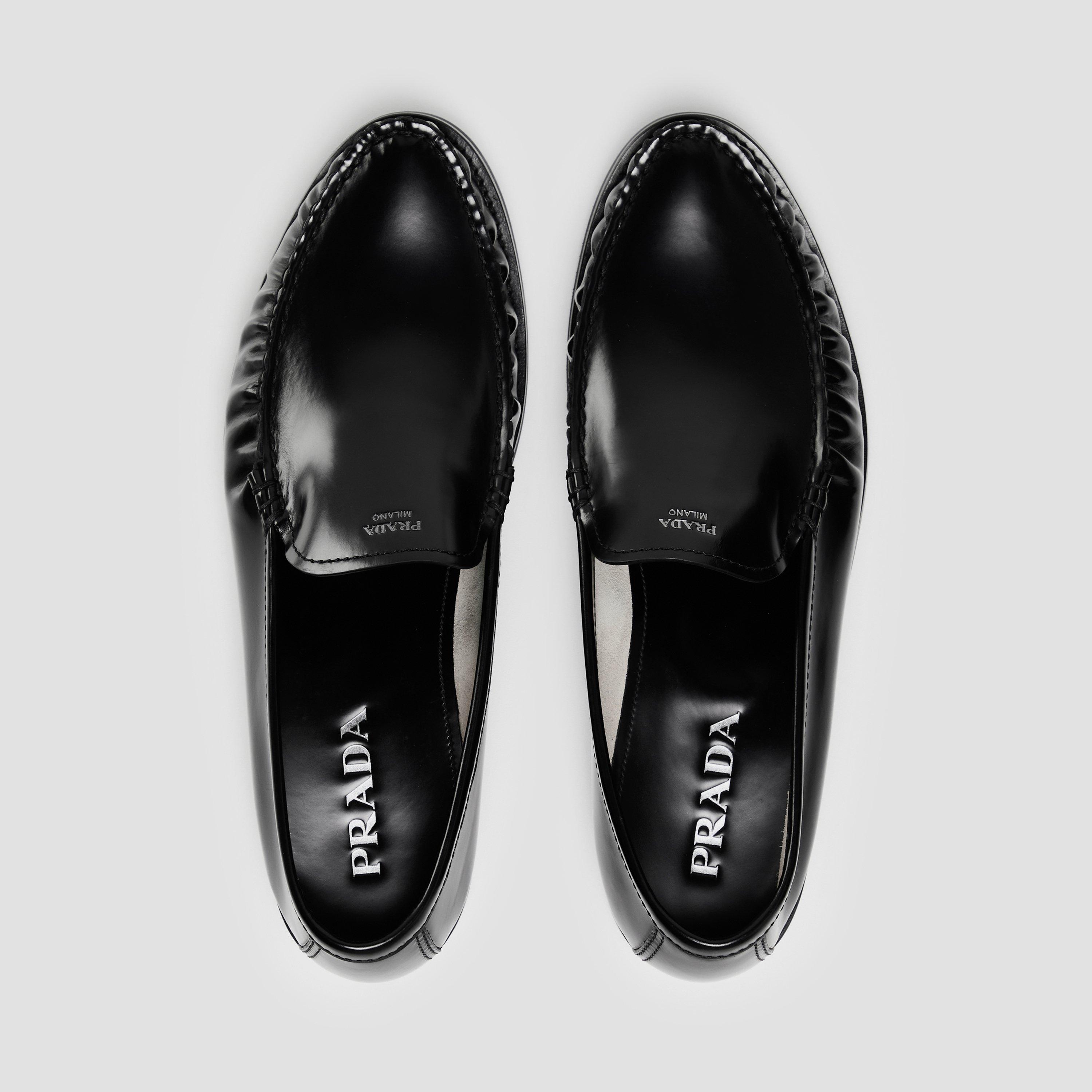 Black - Prada - Brushed Leather Loafers - 5