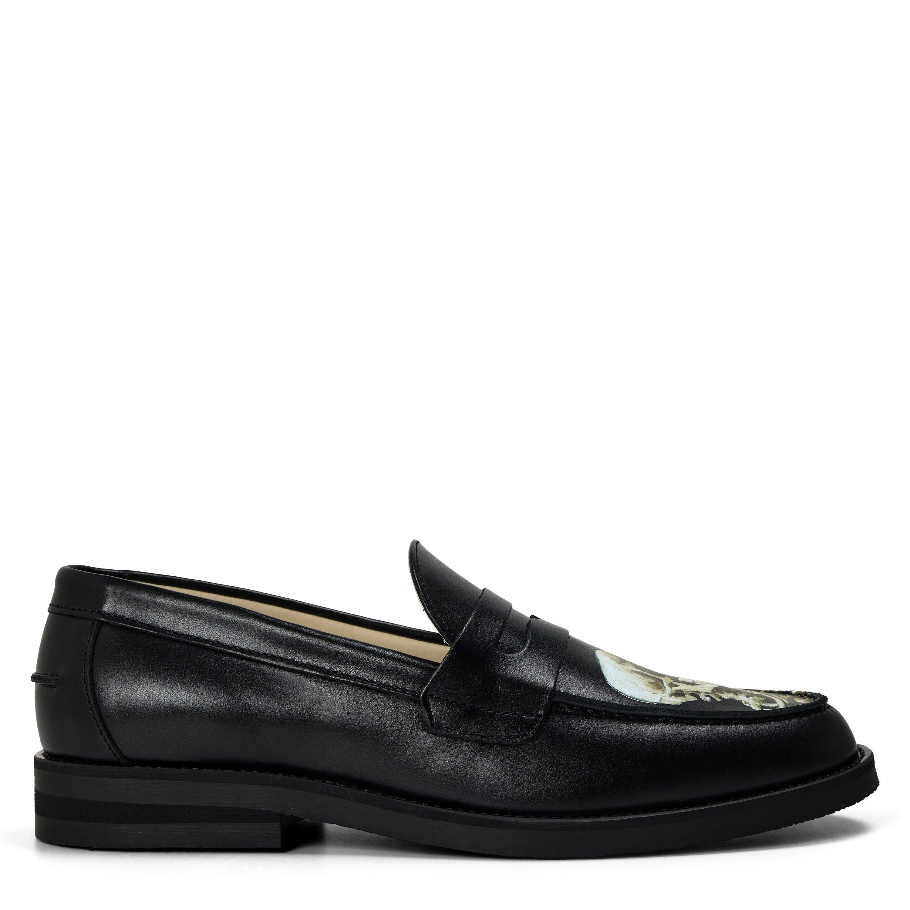 Duke And Dexter Men's Skull Penny Loafers - Black - 7 (41)